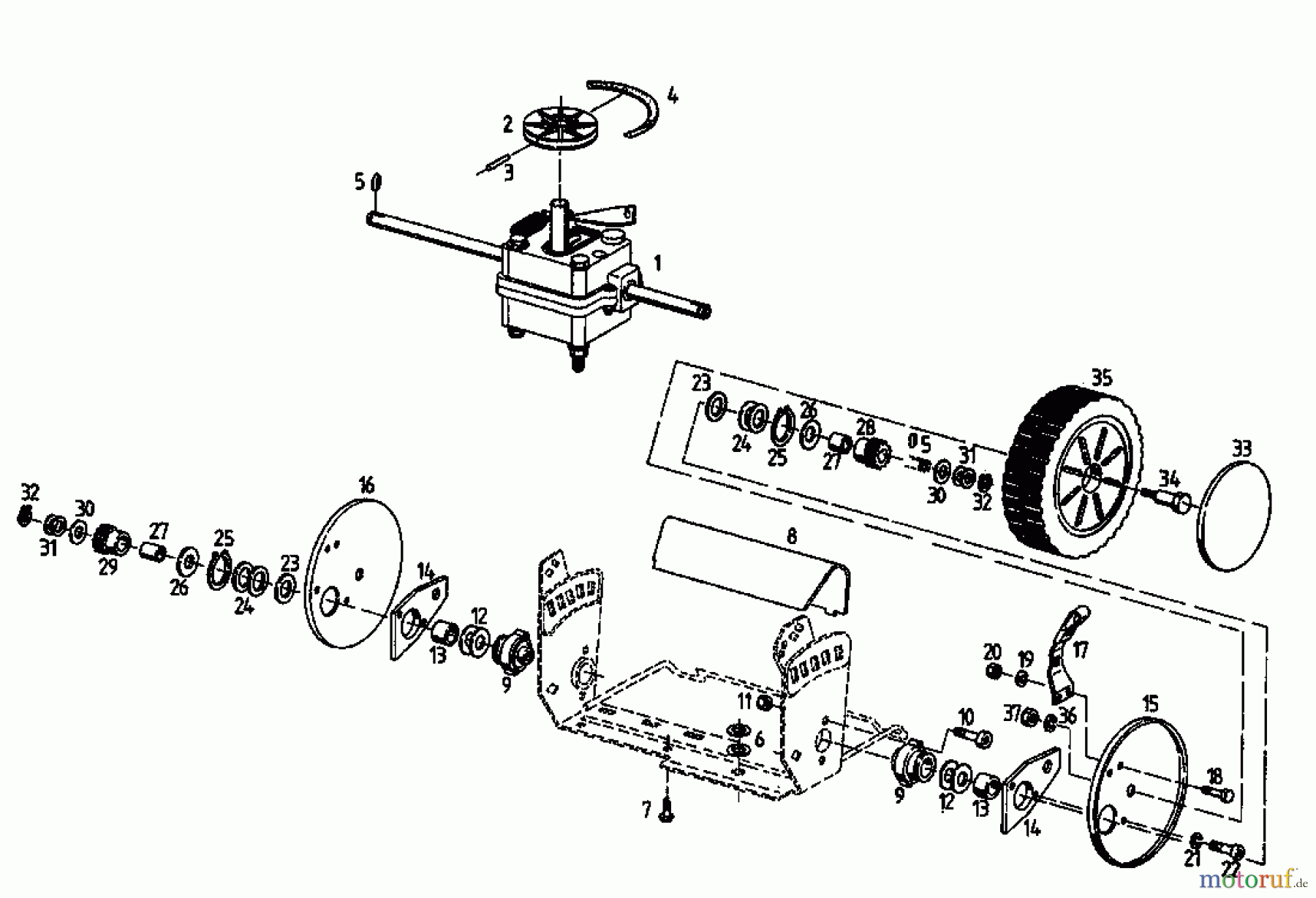  Diana Petrol mower self propelled 45 BA 04025.04  (1995) Gearbox, Wheels, Cutting hight adjustment