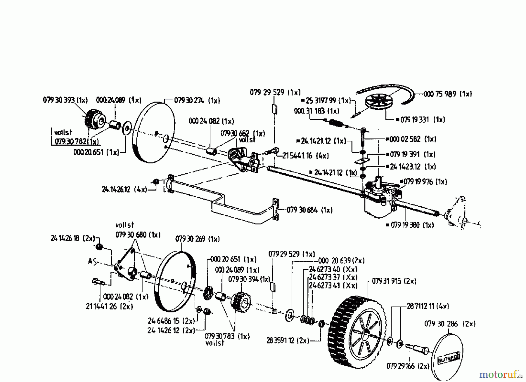 Gutbrod Petrol mower self propelled HB 48 RL 02815.04  (1996) Gearbox, Wheels
