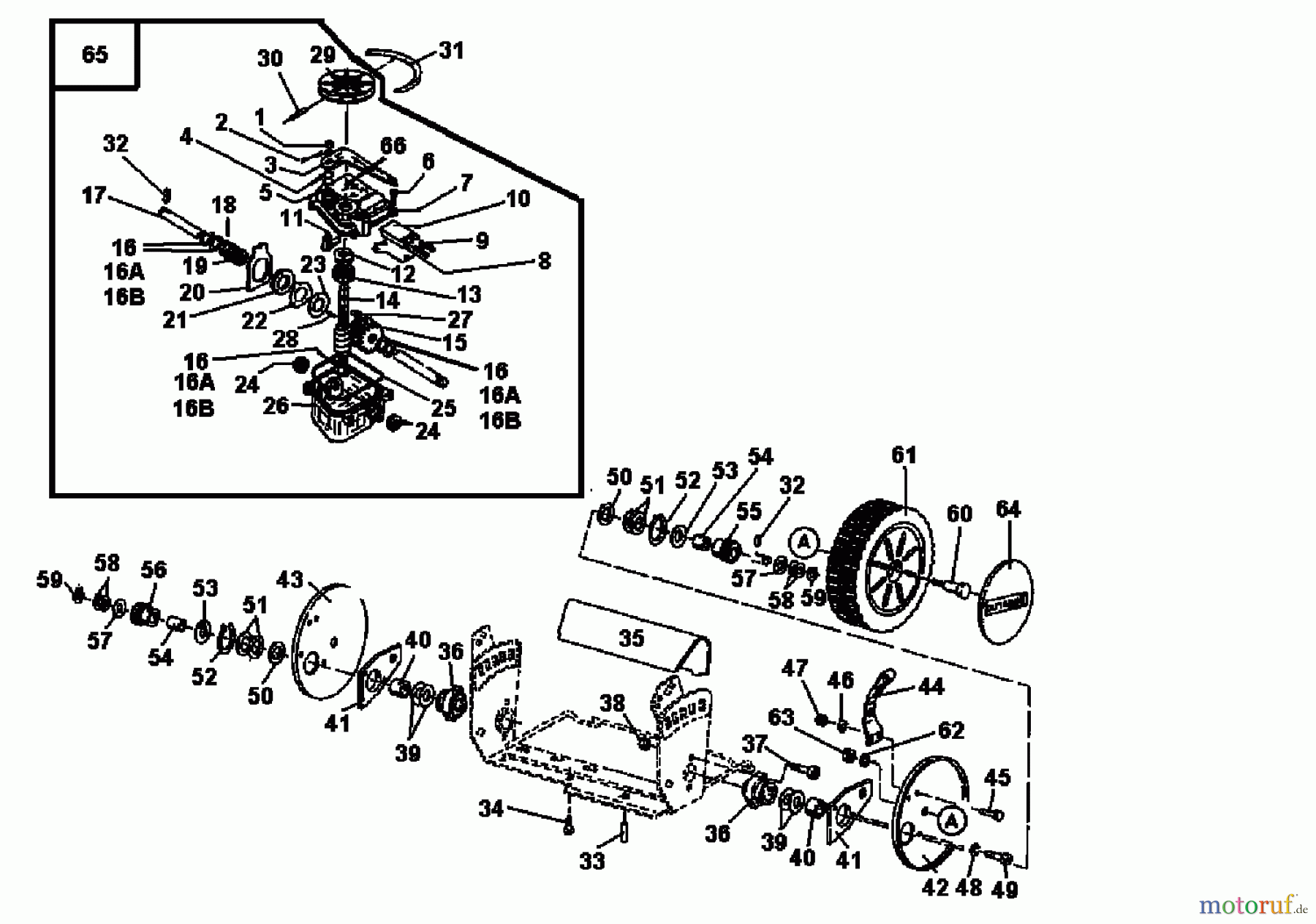  Gutbrod Petrol mower self propelled ECO BR 04033.03  (1996) Gearbox, Wheels