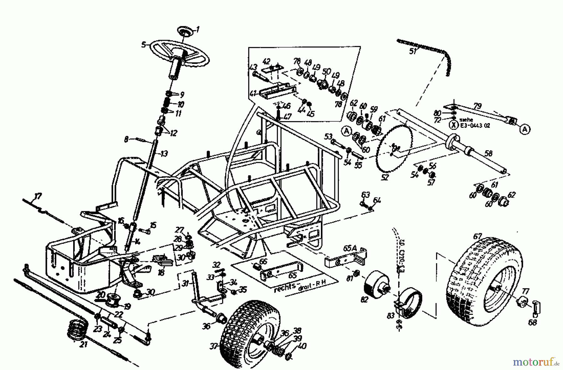 Gutbrod Lawn tractors Sprint 1002 E 02840.08 (1996) Rear axle, Steering, Wheels
