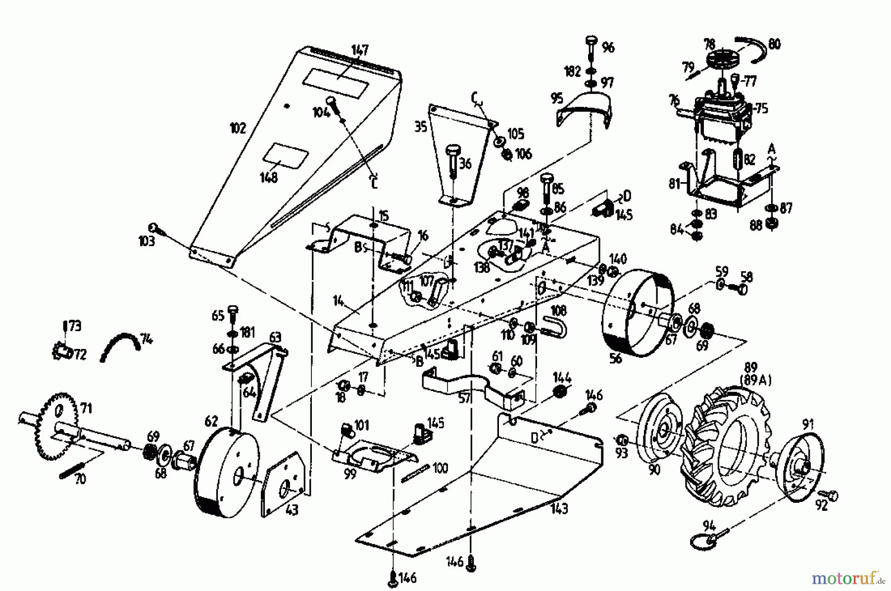 Golf Balkenmäher 370 BMR 4 07510.05 (1996) Fahrantrieb, Räder