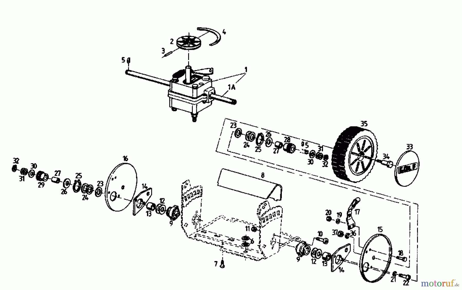  Golf Petrol mower self propelled BRL 04033.01  (1996) Gearbox, Wheels, Cutting hight adjustment