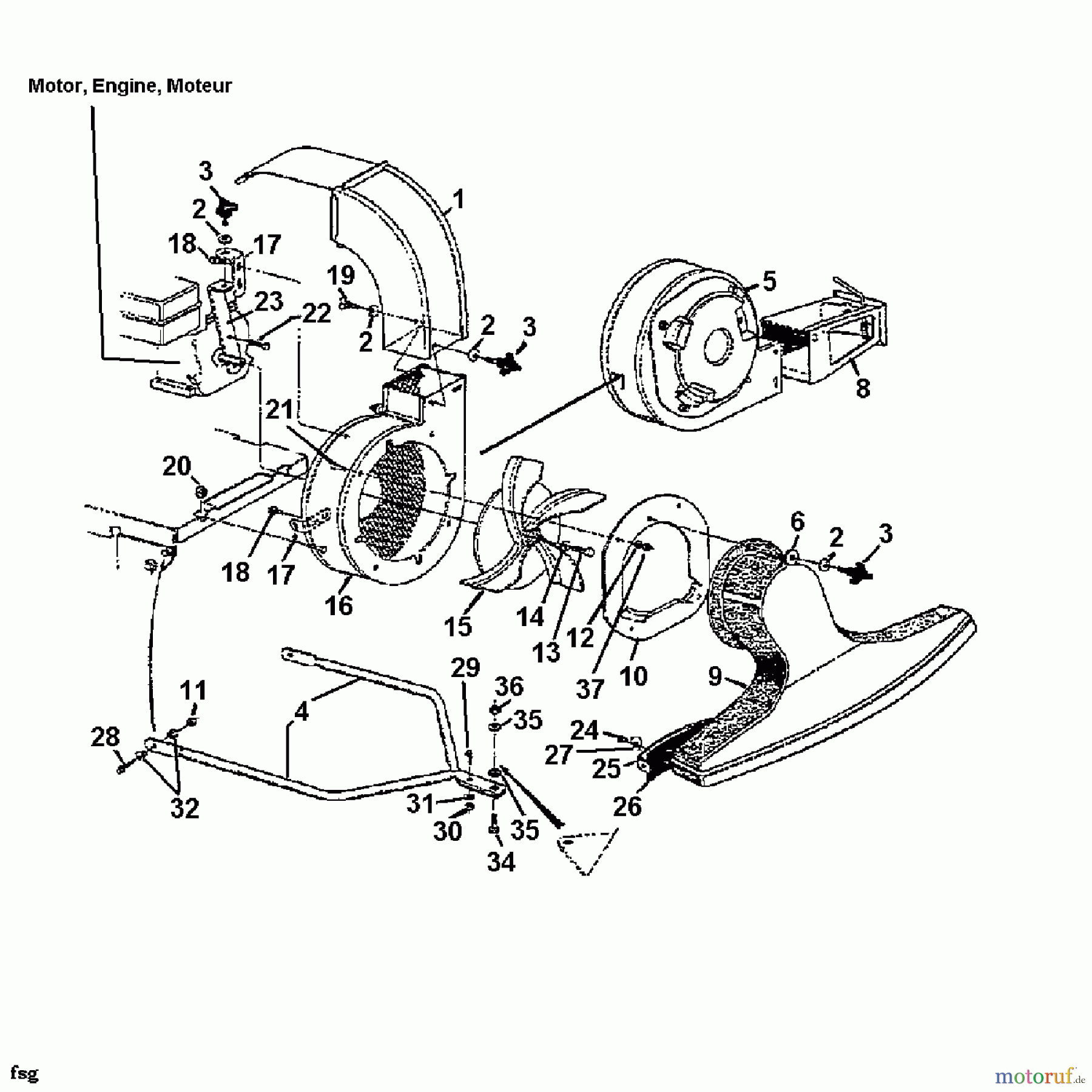  MTD Leaf blower, Blower vac 685 246-685-678  (1996) Nozzle, Hopper