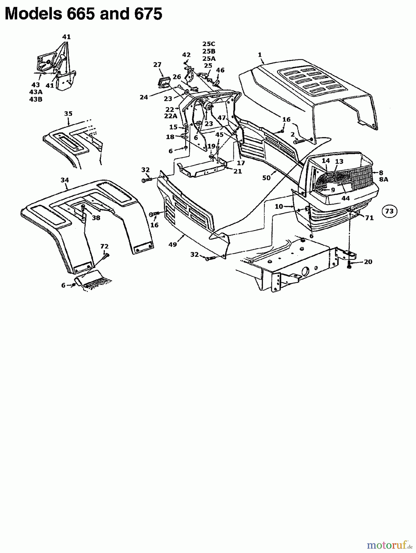 MTD Lawn tractors B 145 13AM675G678 (1997) Dashboard, Engine hood, Fender