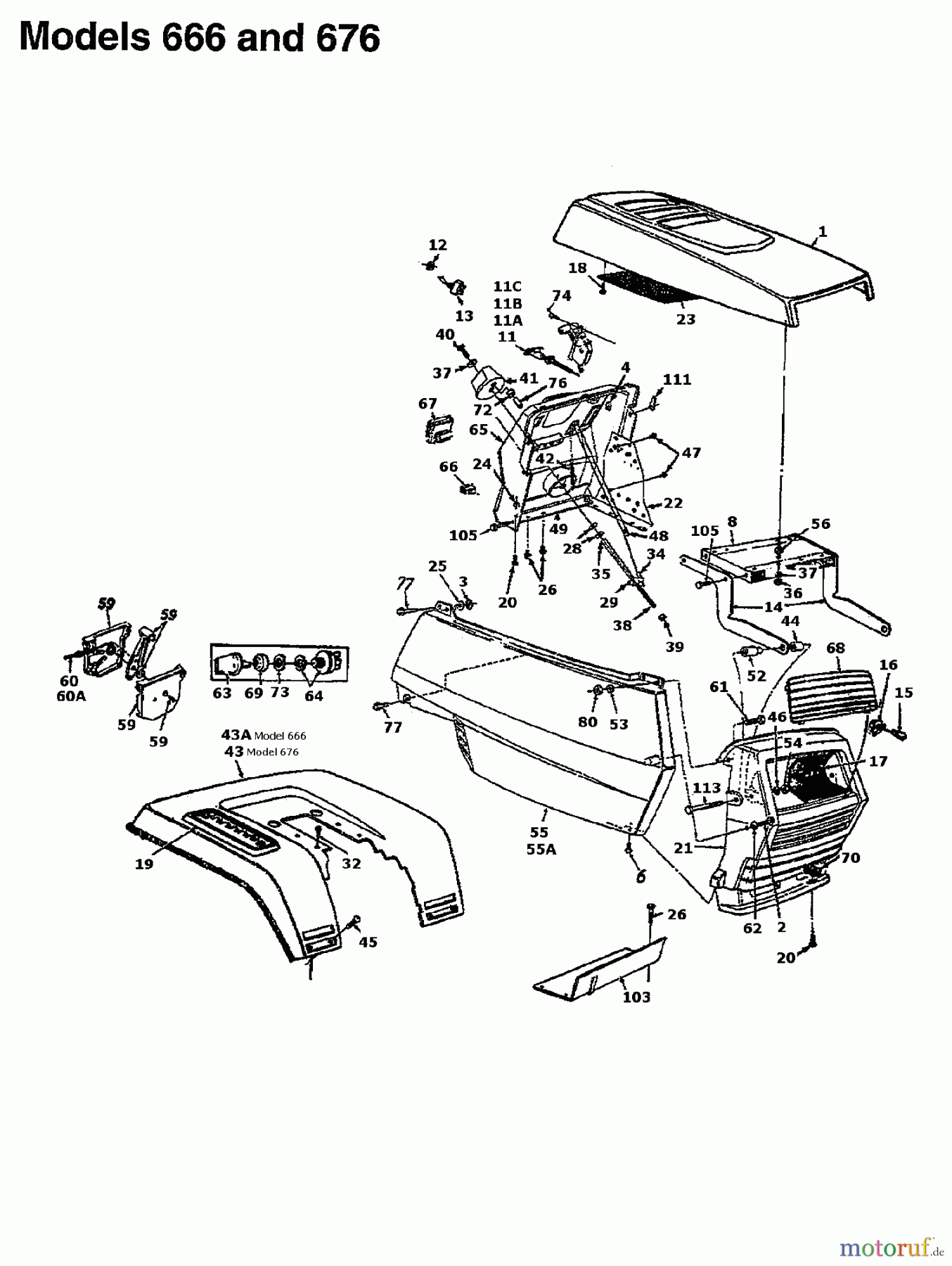 White Lawn tractors LT 145 136M676F679 (1996) Dashboard, Engine hood, Fender
