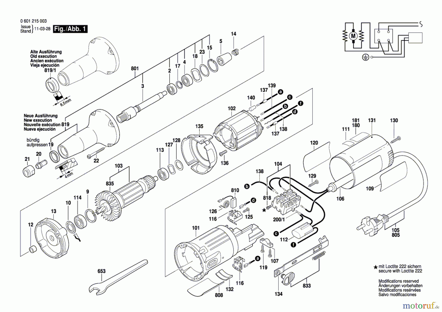  Bosch Werkzeug Geradschleifer 1215 Seite 1