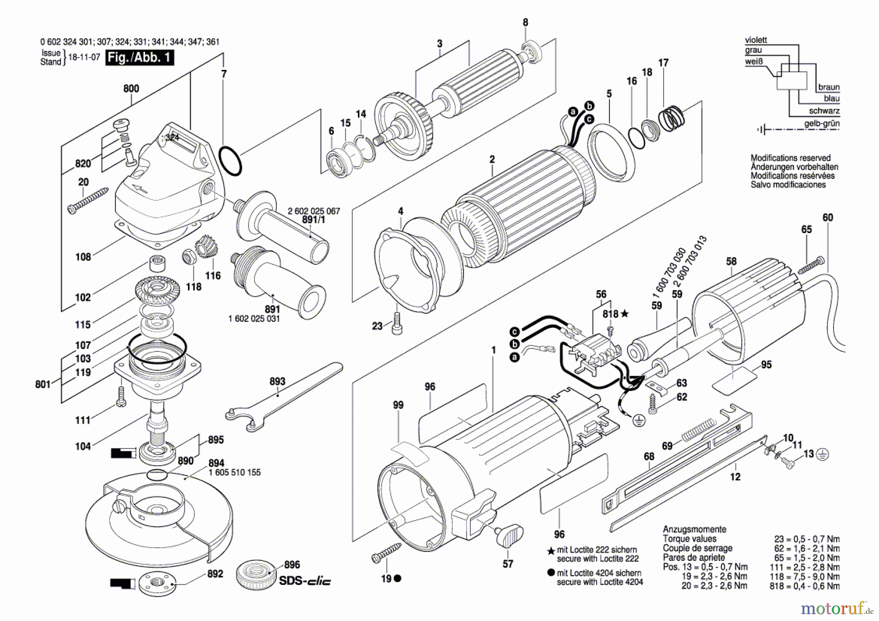  Bosch Werkzeug Winkelschleifer ---- Seite 1