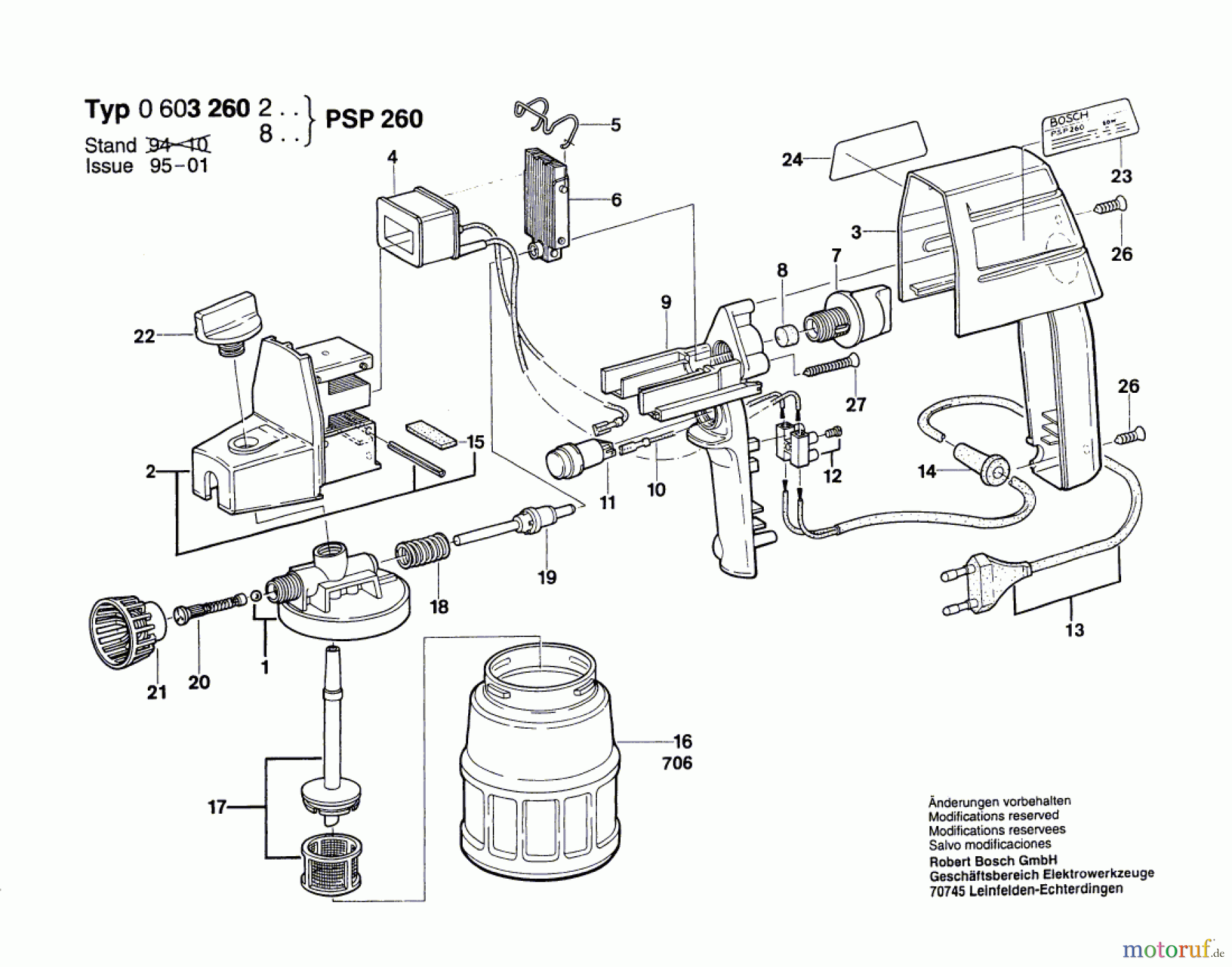  Bosch Werkzeug Hw-Spritzpistole PSP 260 Seite 1