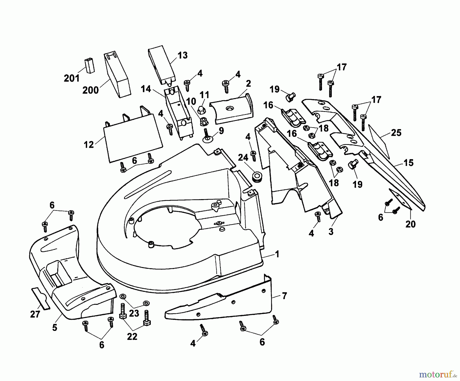 Wolf-Garten Petrol mower self propelled Concept 47 BAi 6460000 Series B-D (2003) Deck housing