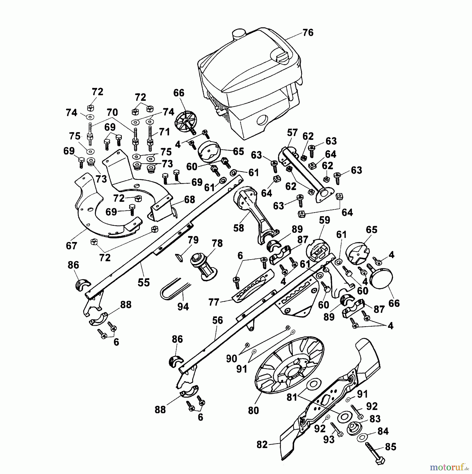 Wolf-Garten Petrol mower self propelled 6.47 BAi 6460000 (2003) Frame, Blade, Motor