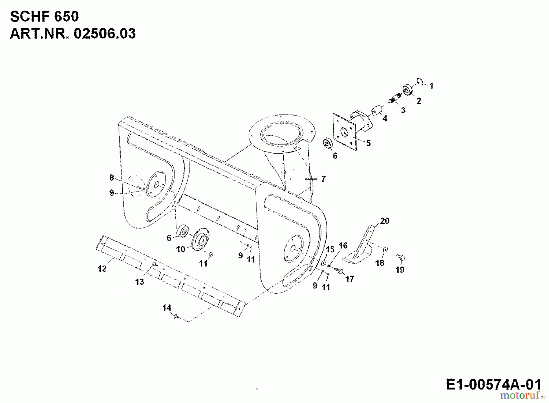  MTD Accessories Accessories multi purpose two wheel tractor Snow thrower SCHF 650 for 550-750 02506.03  (1995) Auger housing