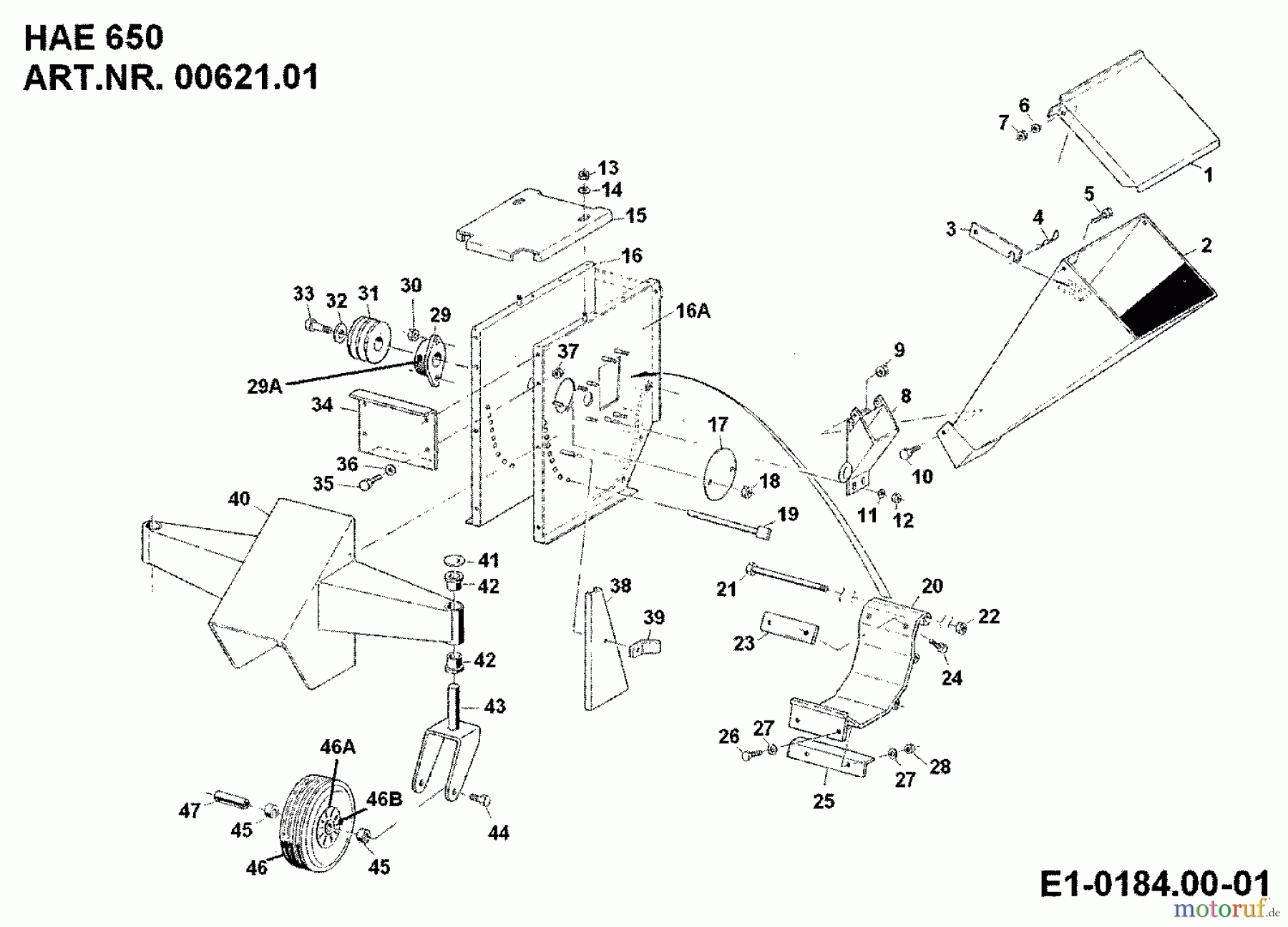  MTD Accessories Accessories multi purpose two wheel tractor Chipper HAE 650 for 550-750 00621.01  (1992) Side funnel, Wheels