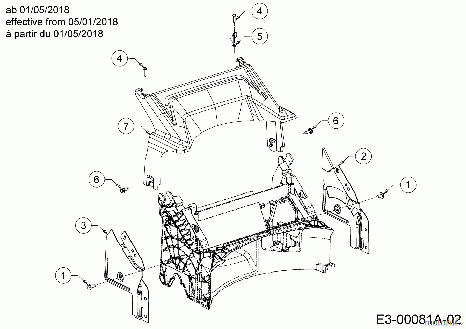 Cub Cadet Petrol mower self propelled LM2 DR53S 12BBPQKC603 (2018) Rear baffle, Handle bracket from 05/01/2018