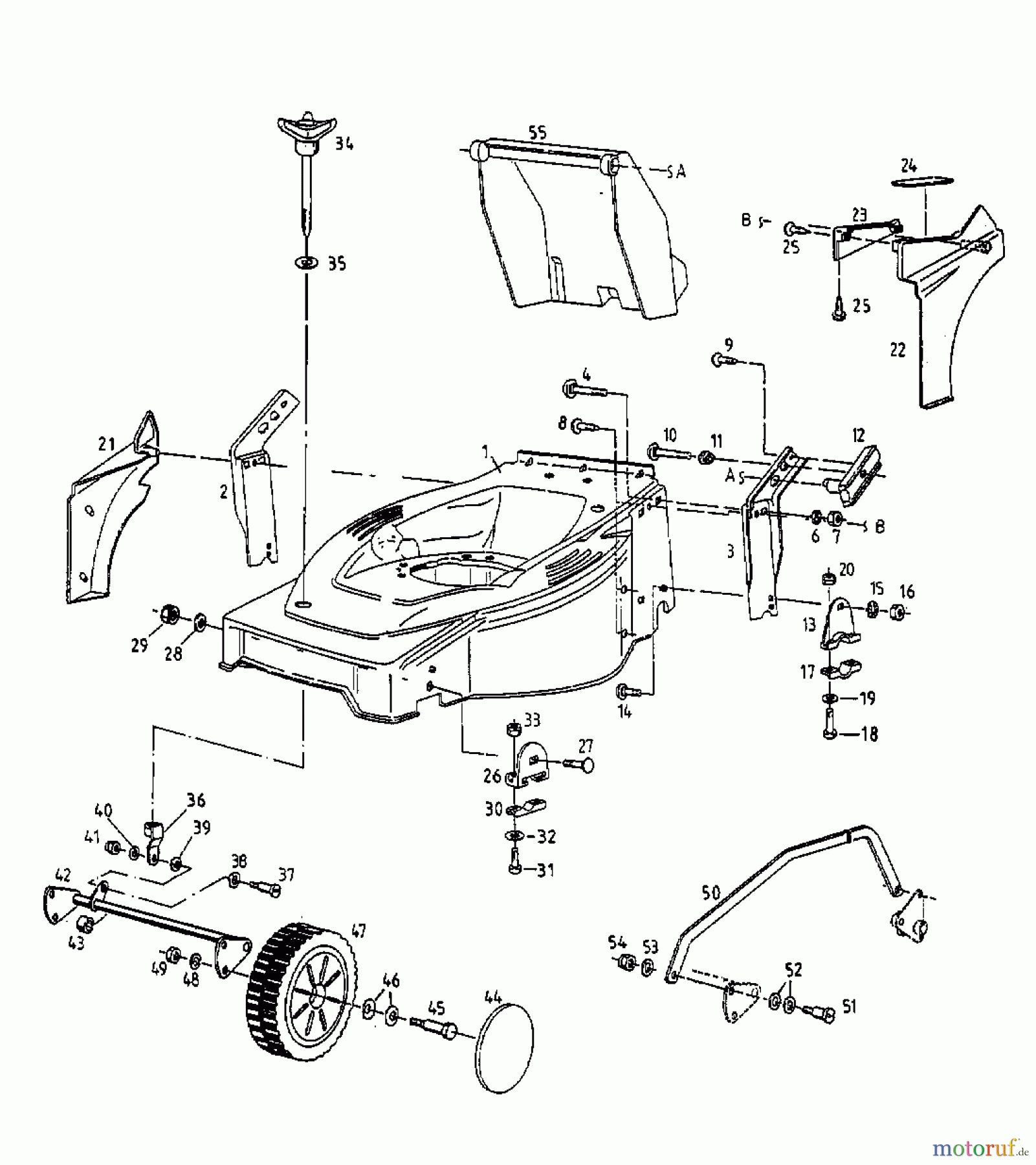  Gutbrod Petrol mower self propelled HB 42 RL 12A-L56Z604  (1998) Front wheels, Cutting hight adjustment