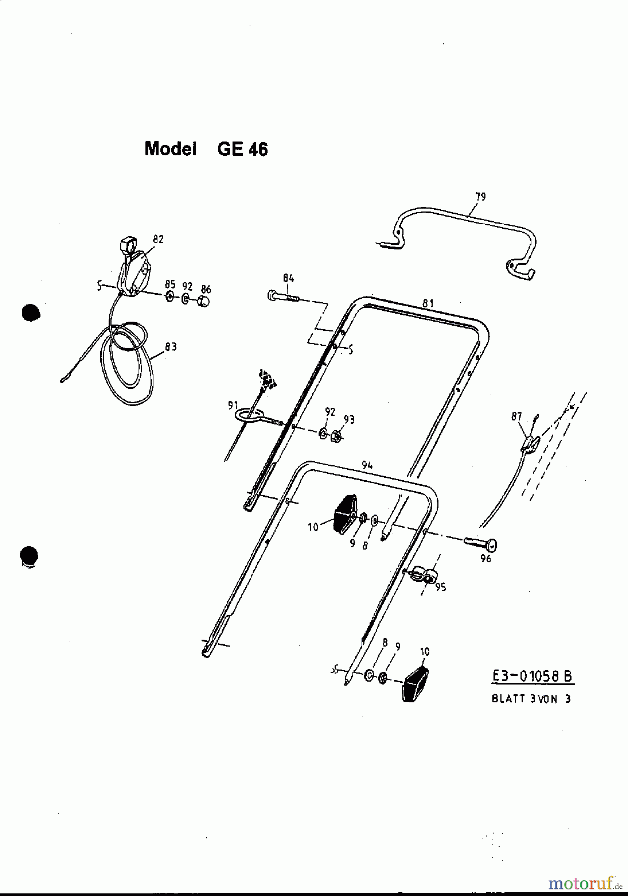 MTD Petrol mower GE 46 11A-T34Z678 (1998) Handle