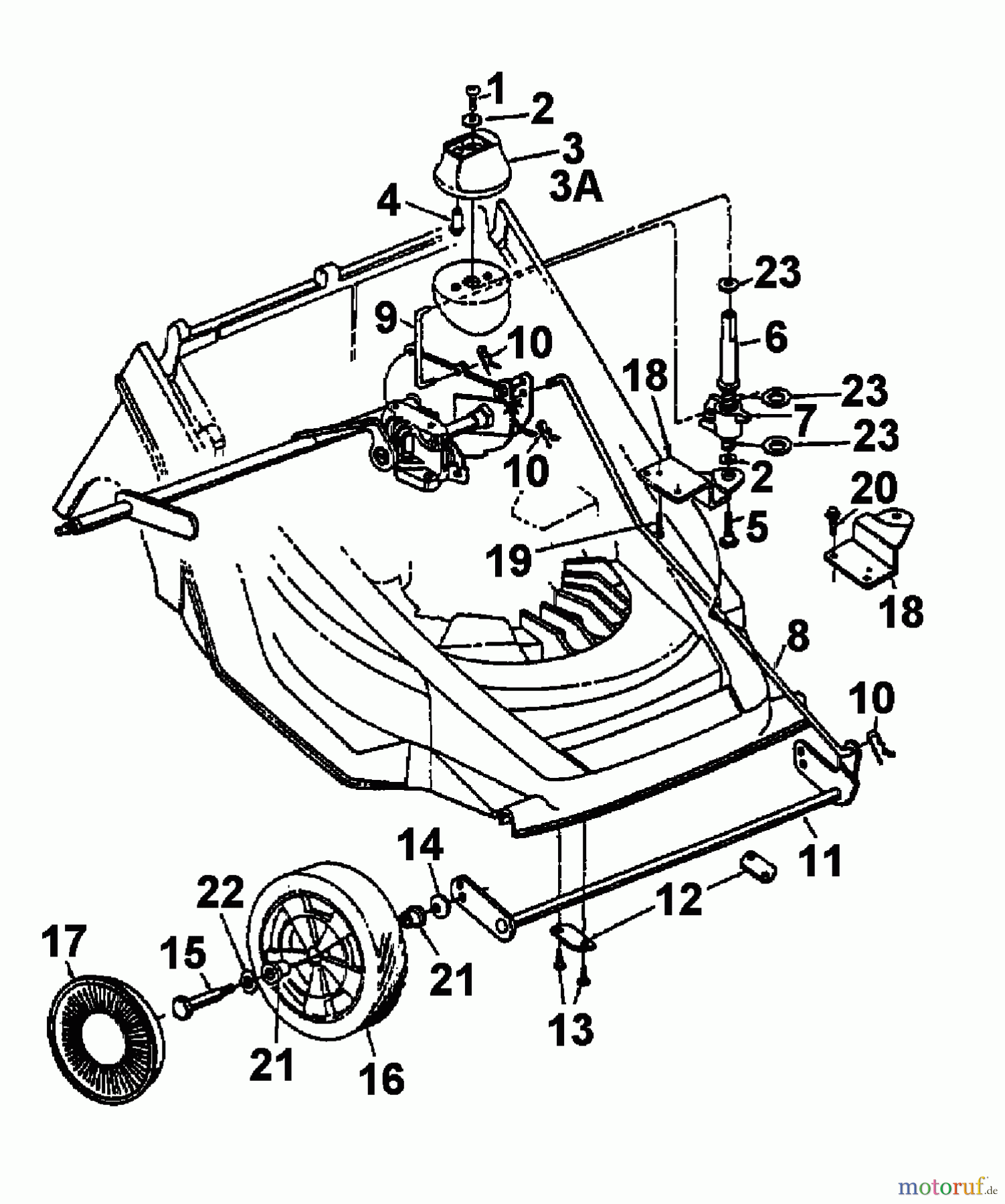  Bricobi Petrol mower BT 6046 11A-604E601  (1998) Wheels, Cutting hight adjustment