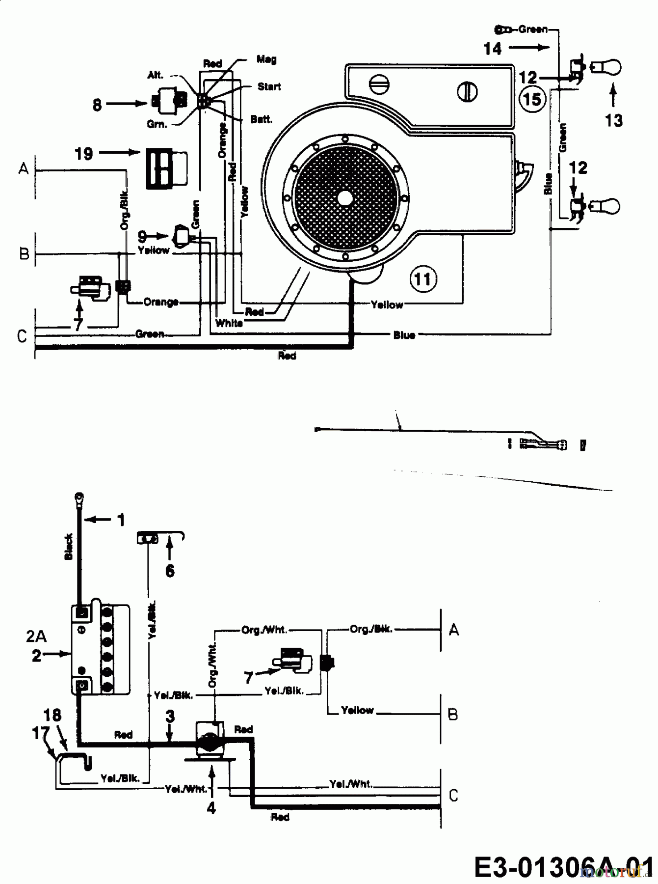  MTD Lawn tractors J 118 13AC455C661  (1999) Wiring diagram single cylinder