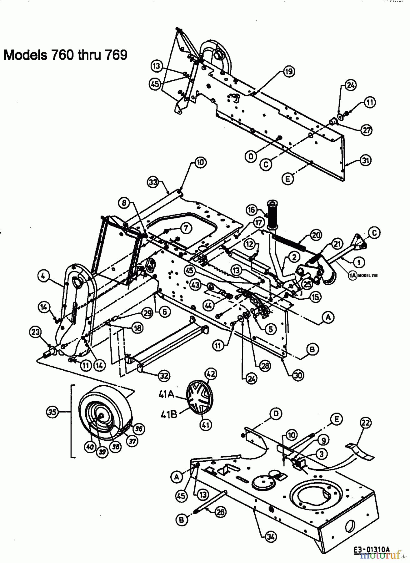  Bricolage Lawn tractors 130/102 136N762N615  (1996) Decklift,Rear frame, Rear wheels