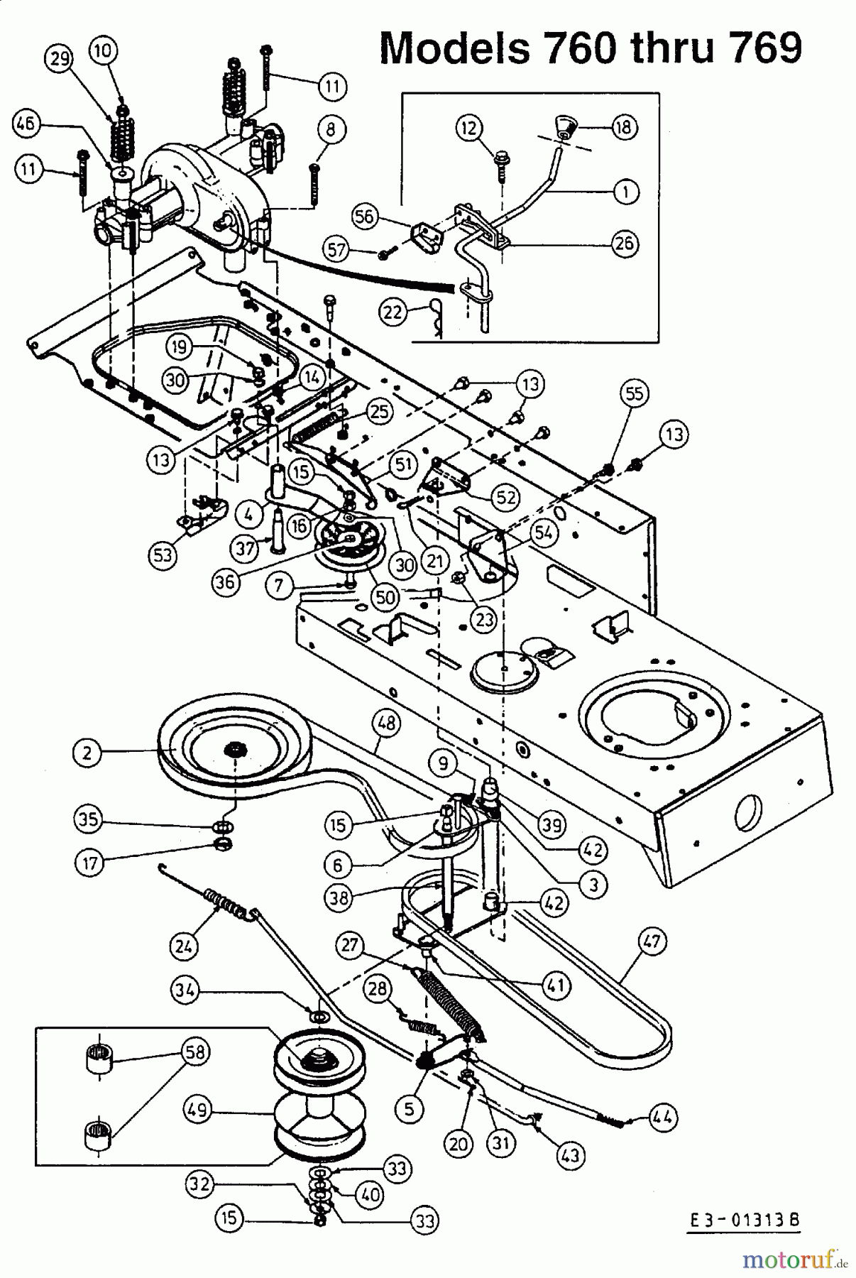  MTD untill 2011 Lawn tractors E/165 13DO768N678  (2001) Drive system