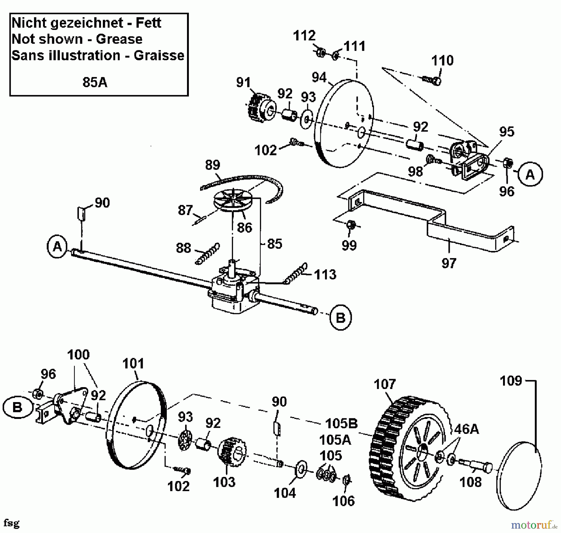 MTD Petrol mower self propelled GES 45 C 12B-T38V678 (2000) Gearbox