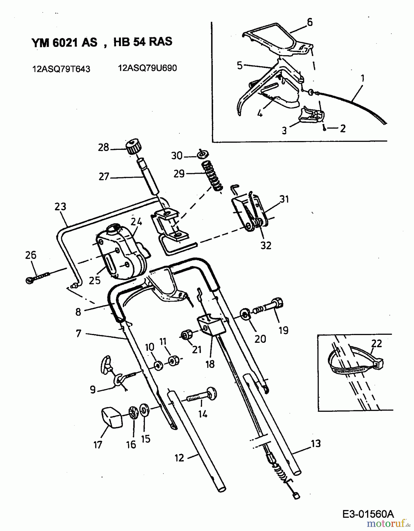  Gutbrod Petrol mower self propelled HB 54 RAS 12ASQ79U690  (2001) Upper handle