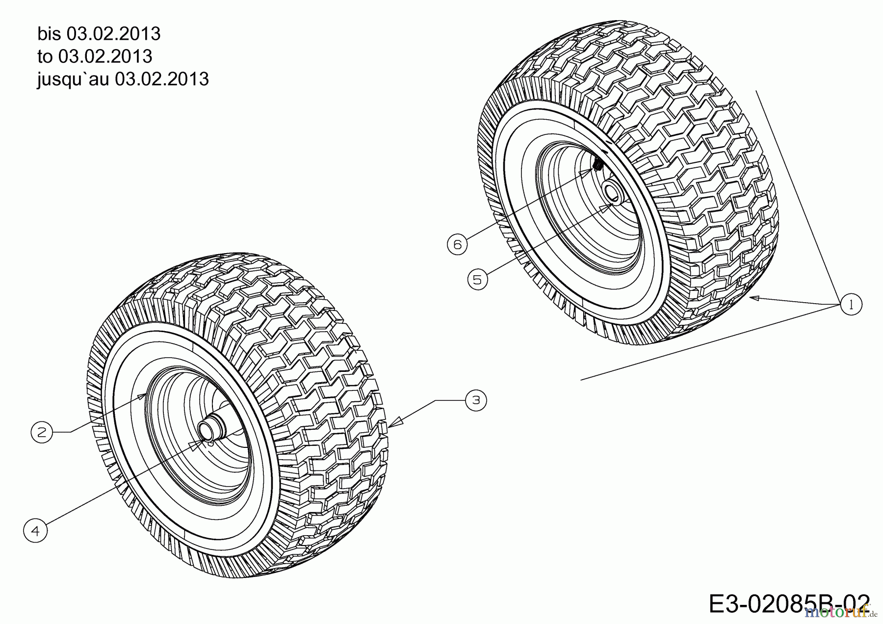 Wolf-Garten Lawn tractors Expert 92.155 A 13BD90WE650 (2013) Front wheels 15x6 to 03.02.2013