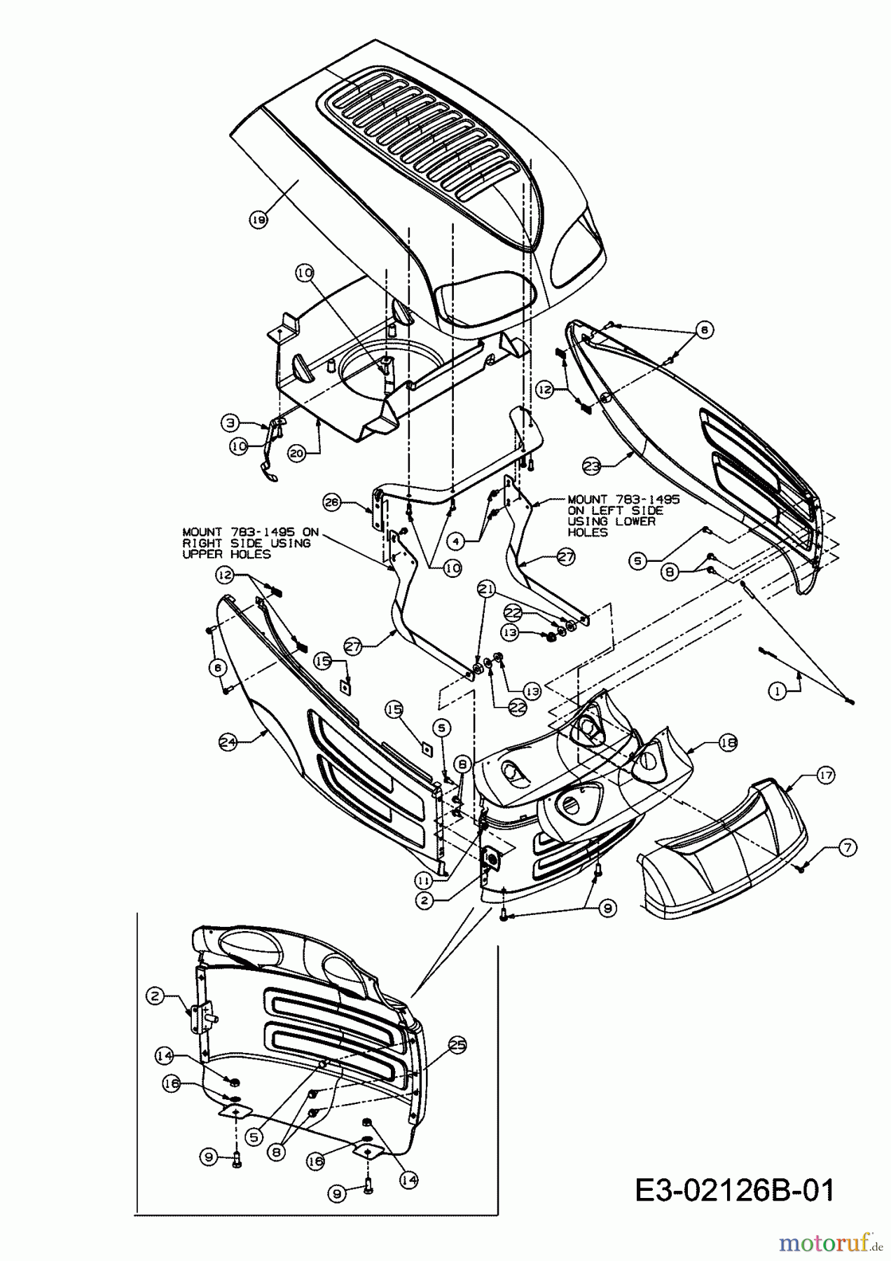 Sandrigarden Lawn tractors TRP 76/11.5 13DH477A669 (2008) Engine hood 7-Style