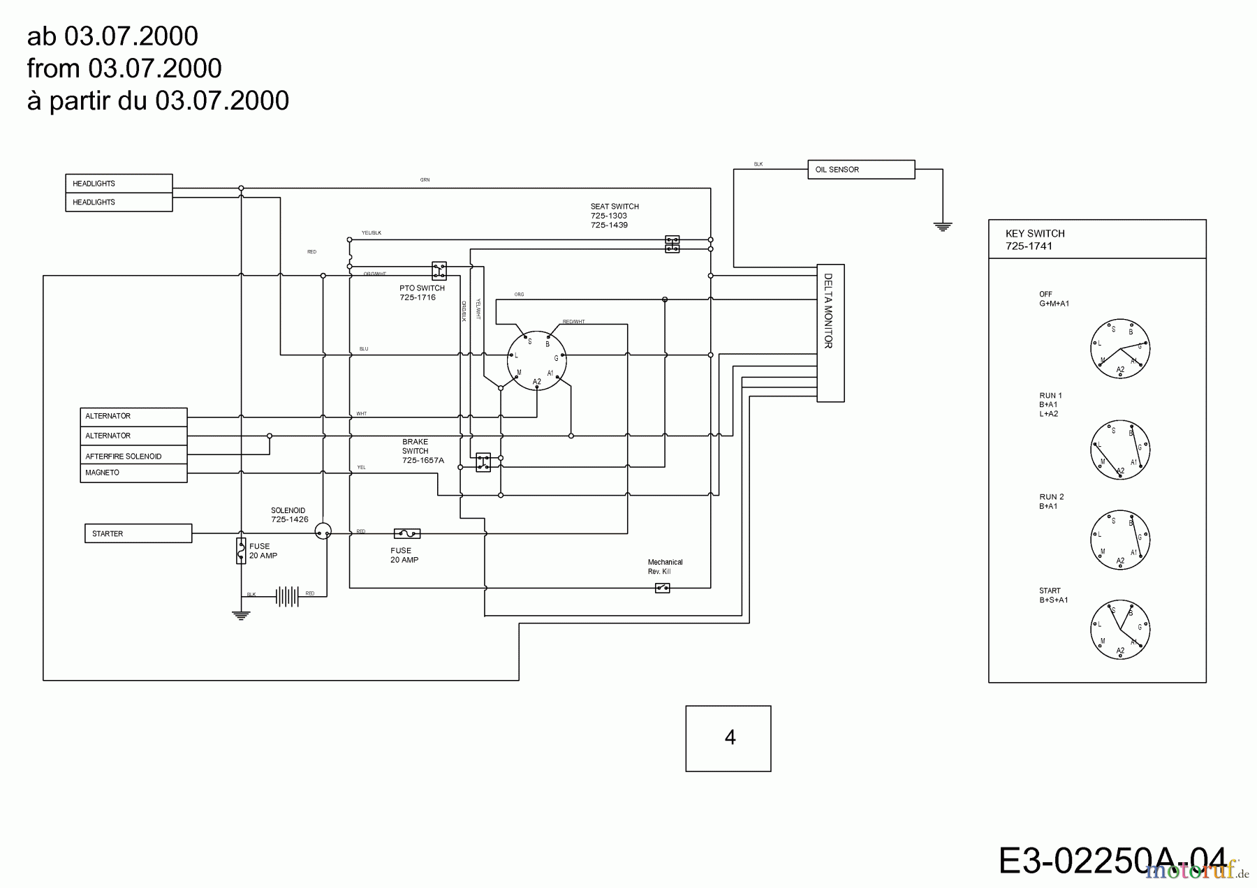  White Lawn tractors LT 180 13AT606H680  (2000) Wiring diagram from 03.07.2000