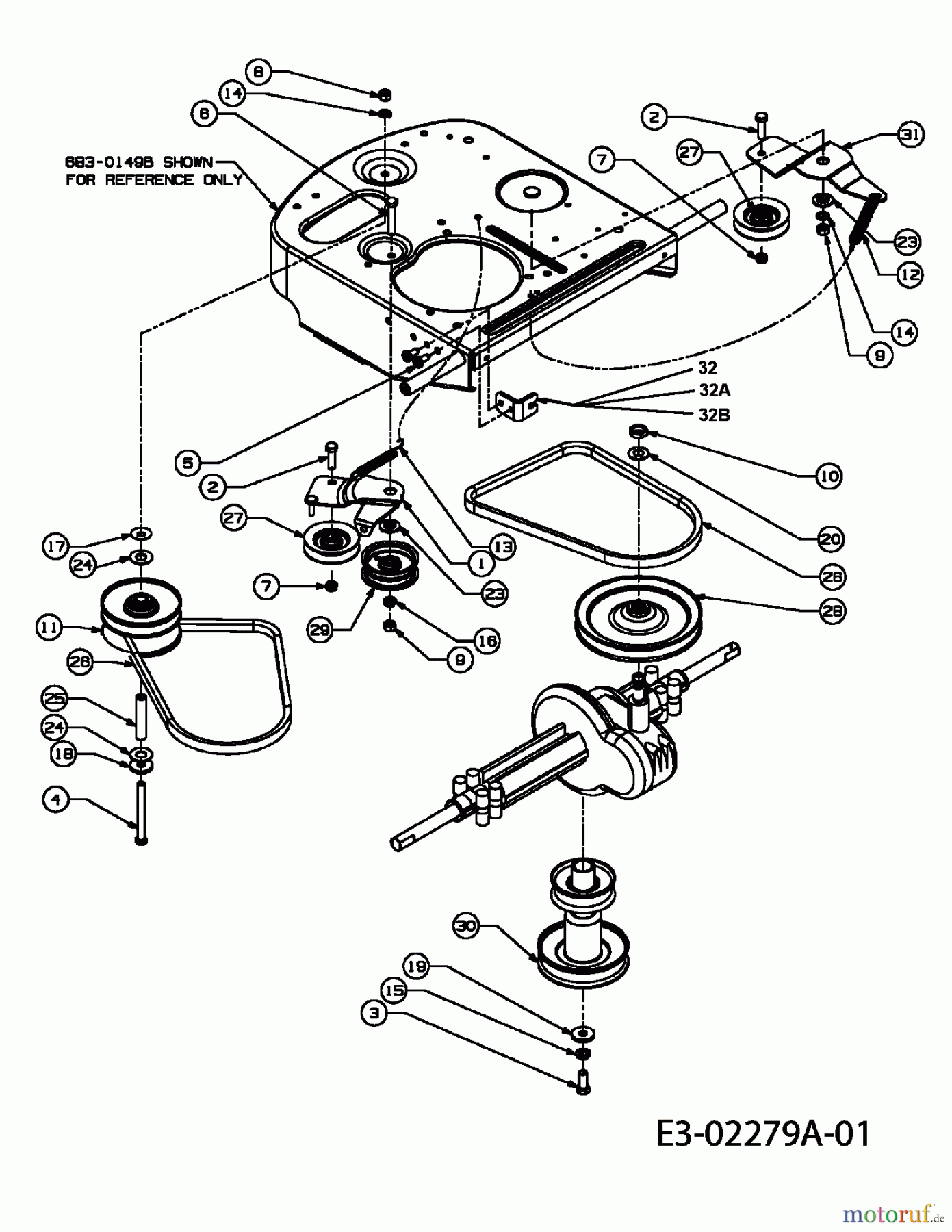  Lawnflite Lawn tractors 503 13B-332-611  (2005) Drive system, Engine pulley