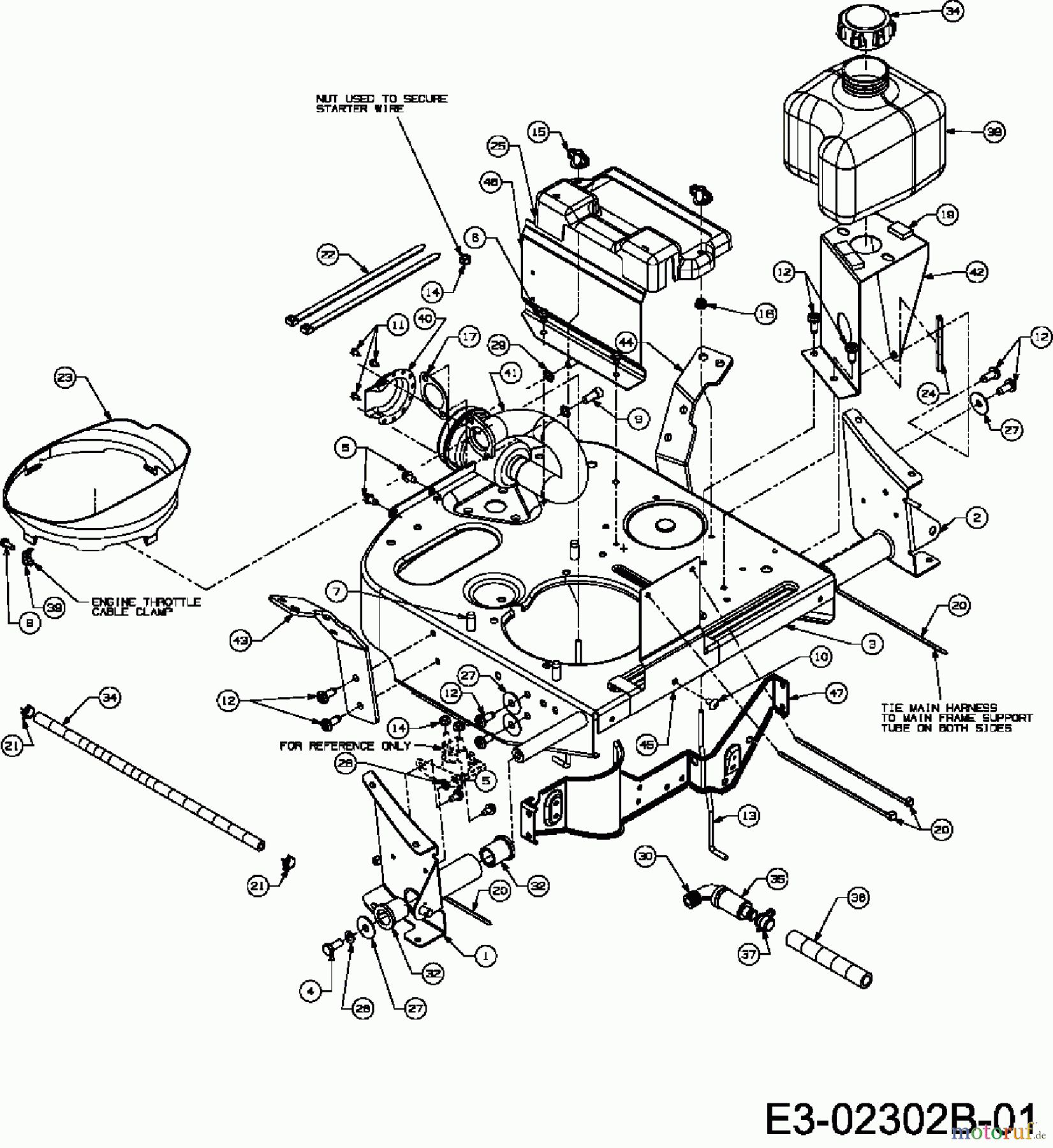 Lawnflite Lawn tractors 503 13B-332-611 (2007) Muffler, Frame, Fuel tank
