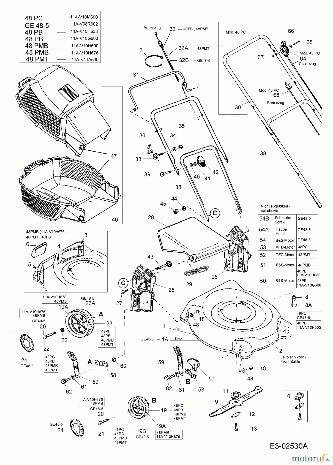  MTD Petrol mower GE 48-5 11A-V08R602  (2005) Basic machine