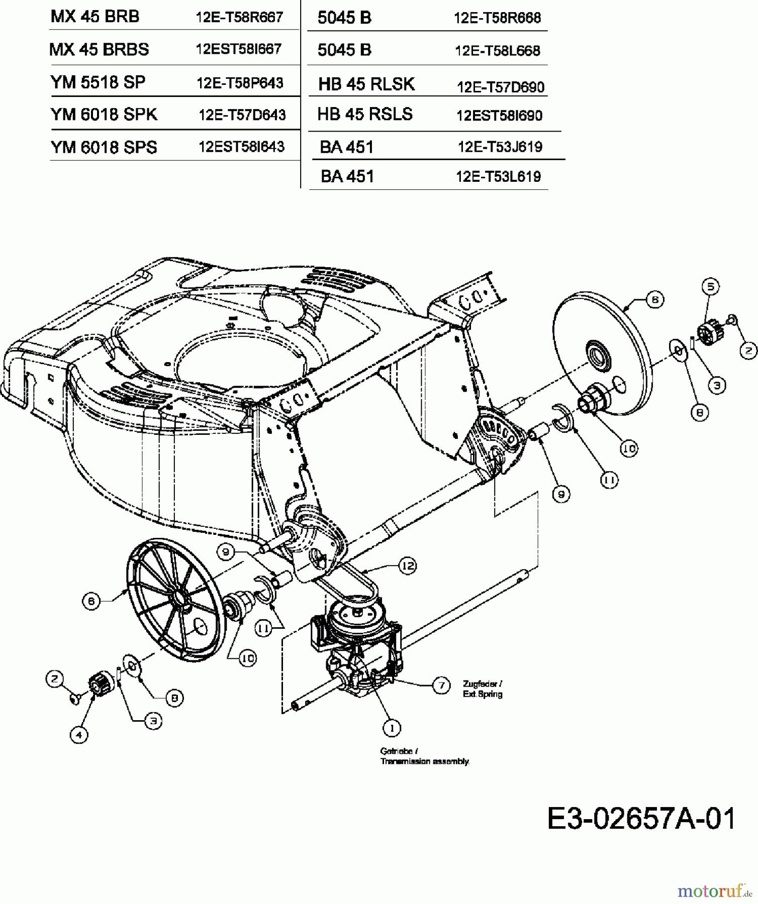  Yard-Man Petrol mower self propelled YM 6018 SPK 12E-T57D643  (2006) Gearbox
