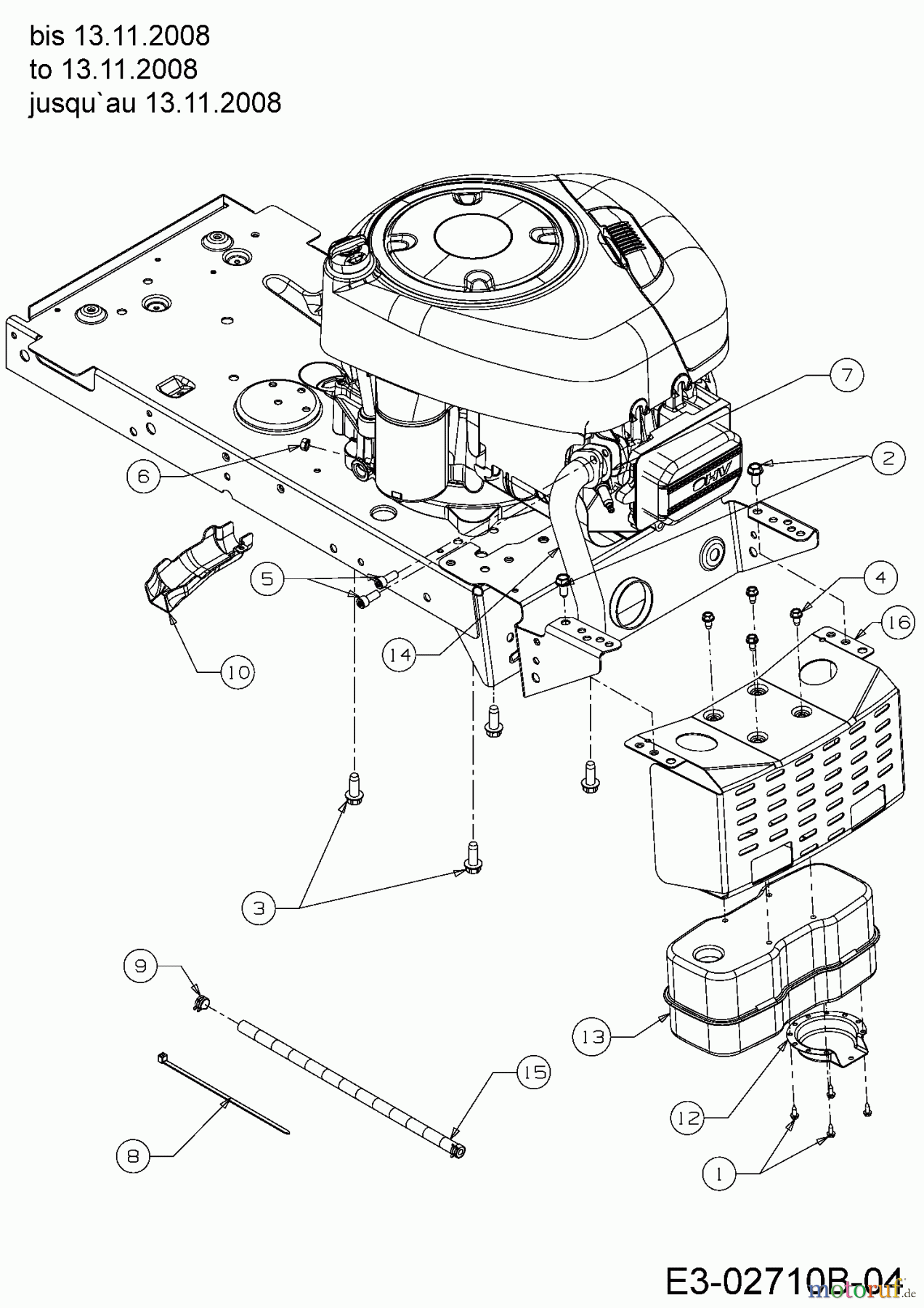 Raiffeisen Lawn tractors RMS 7145-96 T 13AM777F628 (2009) Engine accessories to 13.11.2008