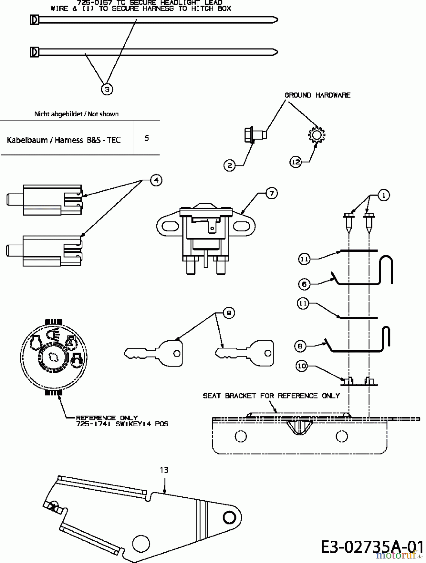  MTD Lawn tractors RS 125/96 B 13AH762F600  (2006) Electric parts