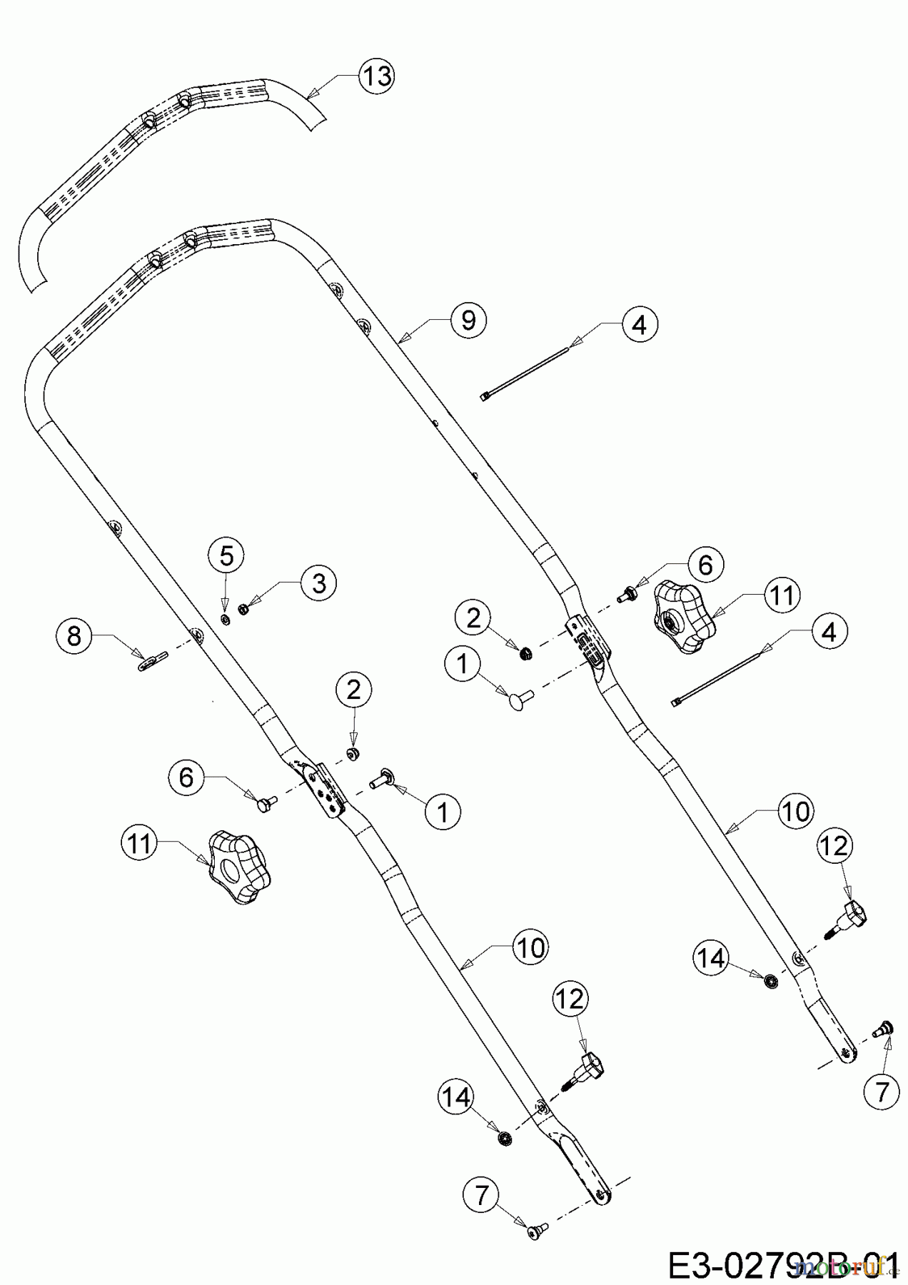  Mr.Gardener Petrol mower self propelled HW 53 BA-2 12B-PN7B629  (2016) Handle