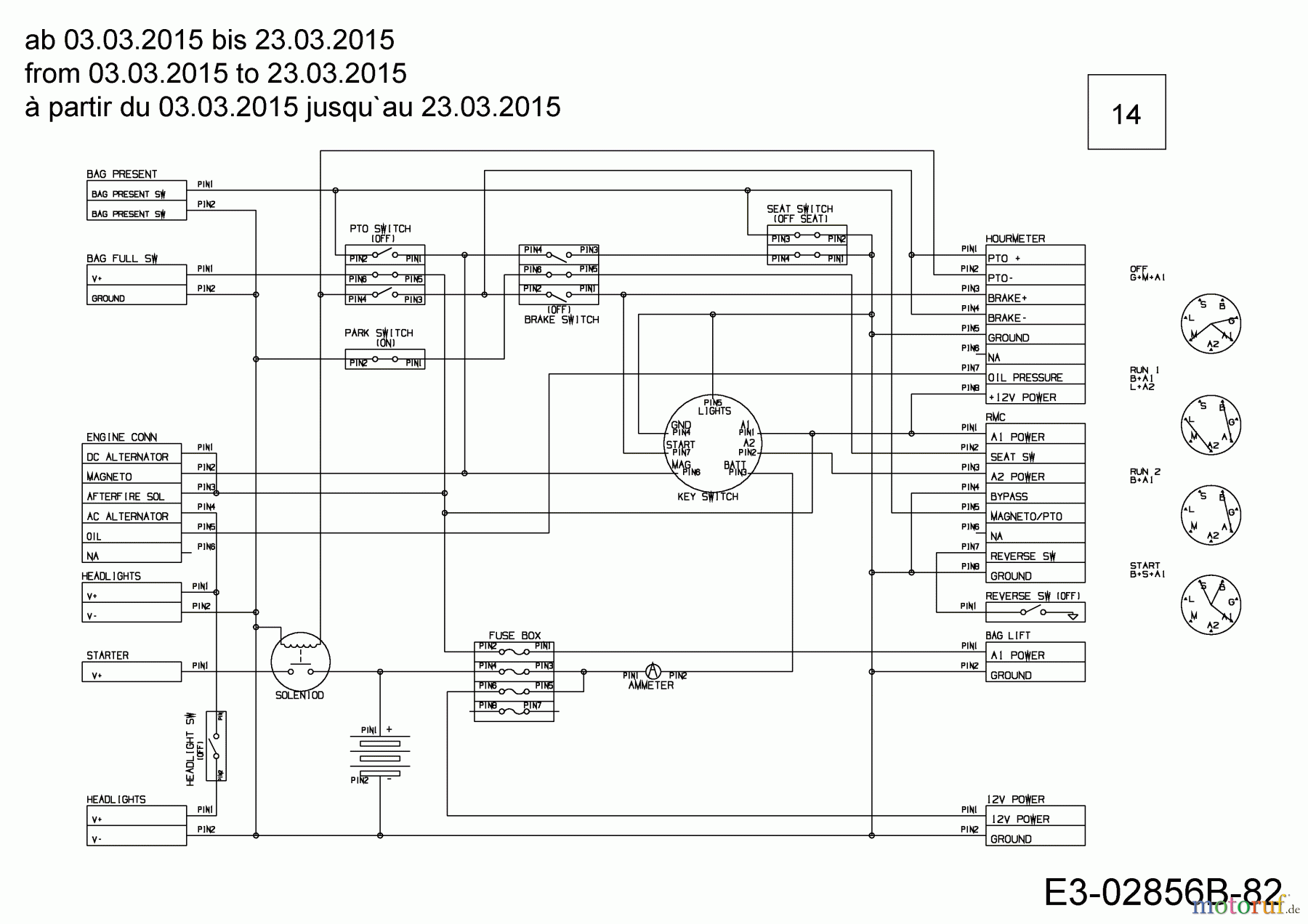  Black Edition Lawn tractors 272-105 TwinH 13HU997N615  (2015) Wiring diagram from 03.03.2015 to 23.03.2015