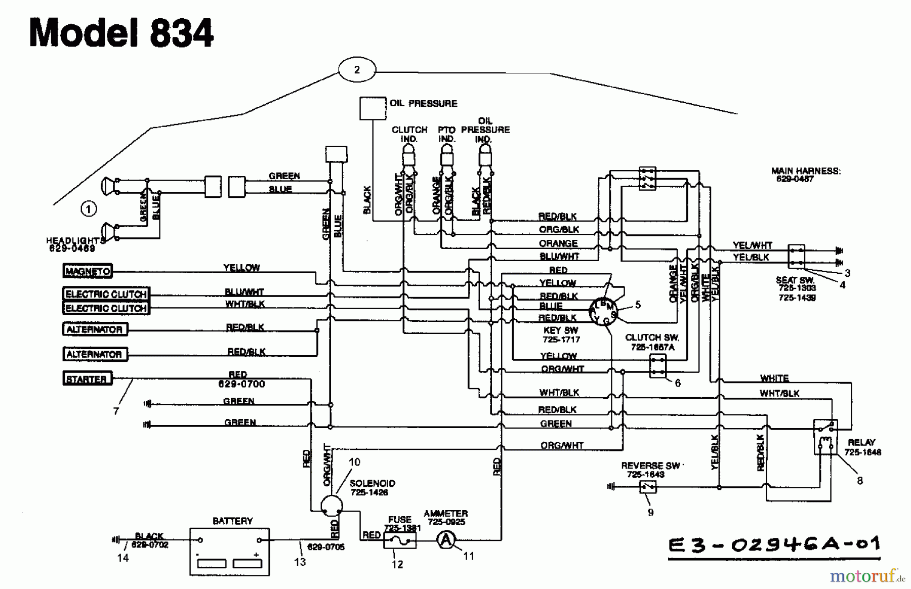  Yard-Man Garden tractors HH 8200 14AU834H643  (1999) Wiring diagram