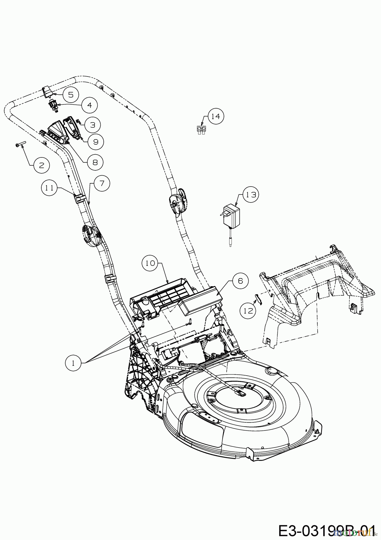  Mr.Gardener Petrol mower self propelled HW 46 BA-ES 12BETNS7629  (2016) Electric parts