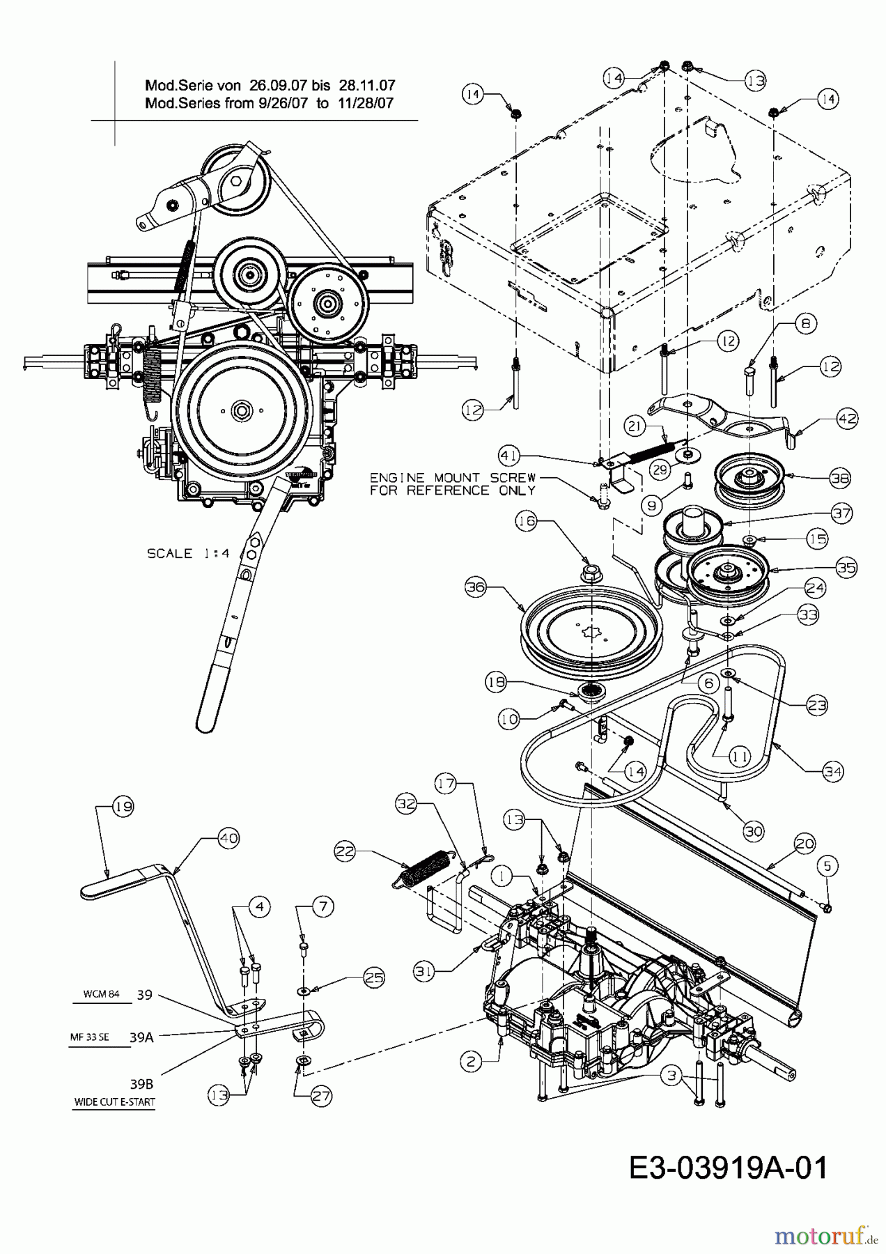  MTD Petrol mower self propelled WCM 84 12A-764T678  (2008) Drive system to 28.11.2007