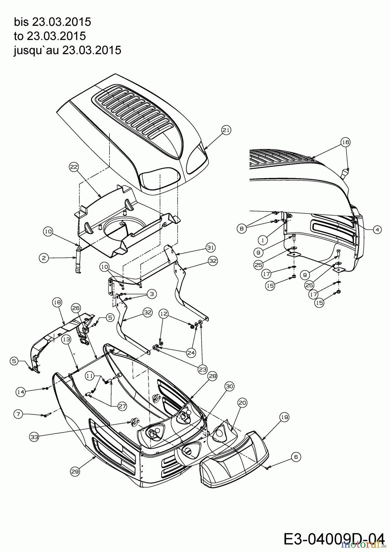 Black Edition Lawn tractors 200-107 Twin 13HT797G615 (2015) Engine hood 7-Style to 23.03.2015