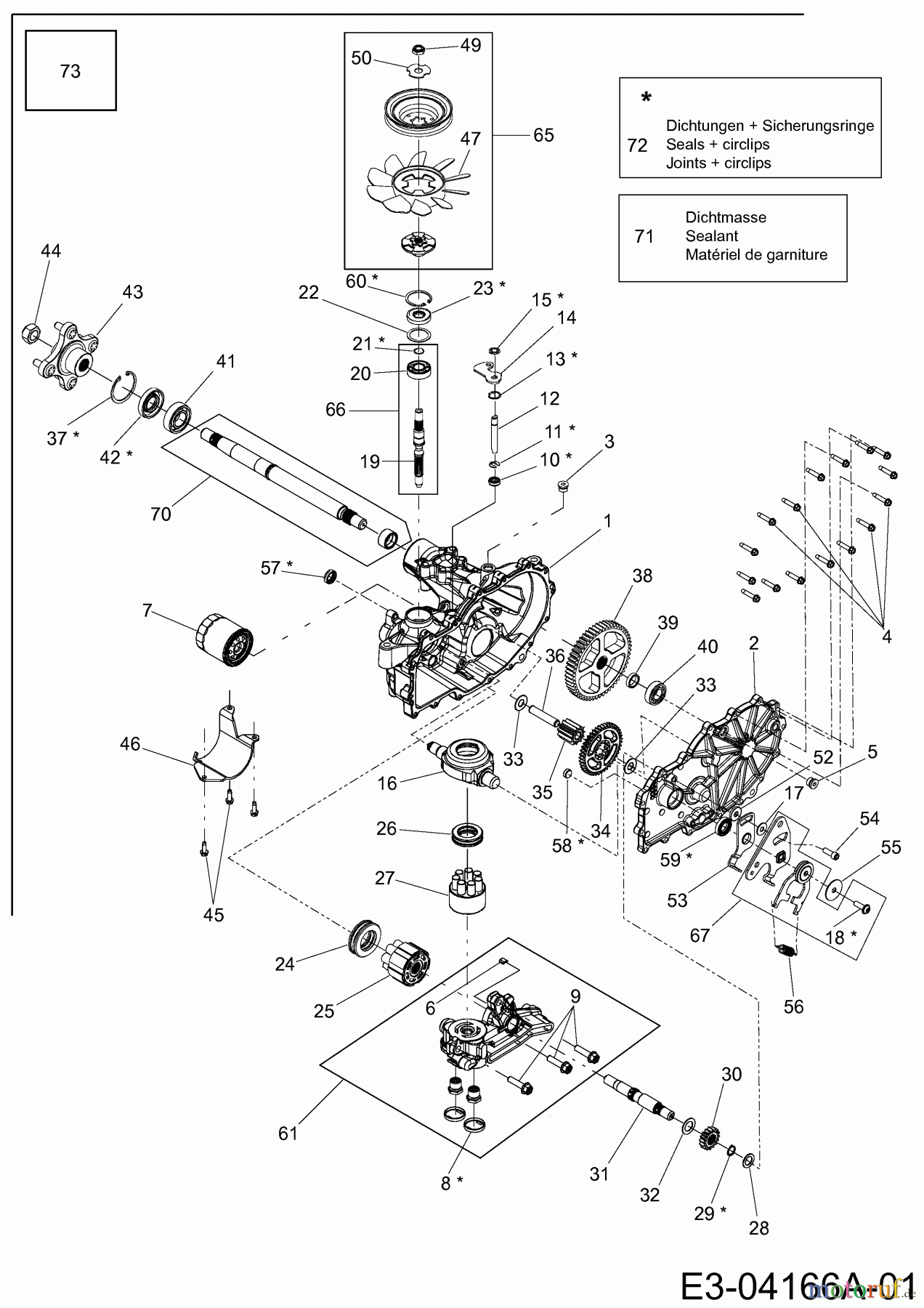  Cub Cadet Zero Turn FMZ 42 17AE4BFR603  (2008) Hydrostatic gearbox left hand 618-04651