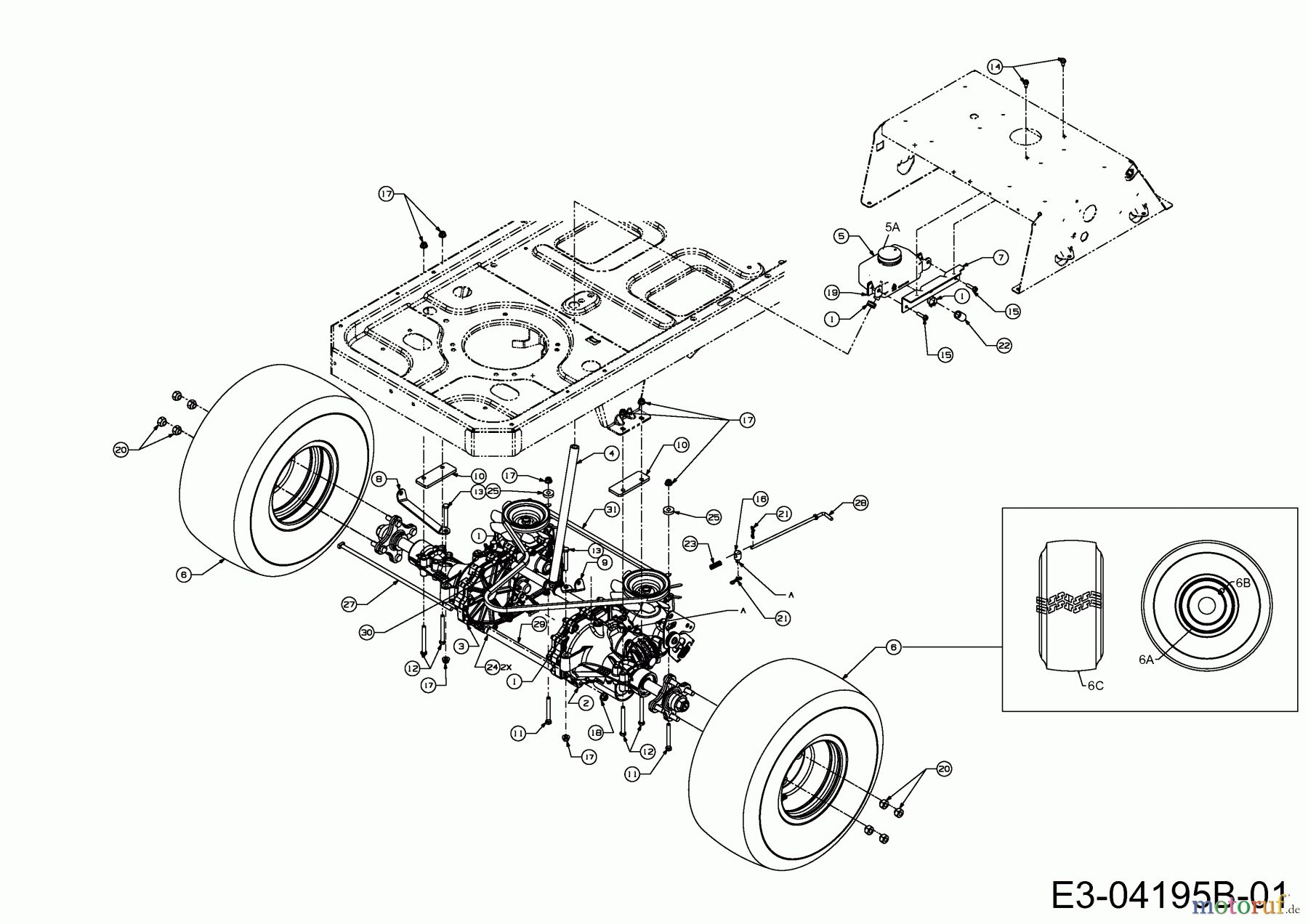  Cub Cadet Zero Turn RZT 54 17AI2ACK603  (2010) Drive system, Rear wheels 20x10-8