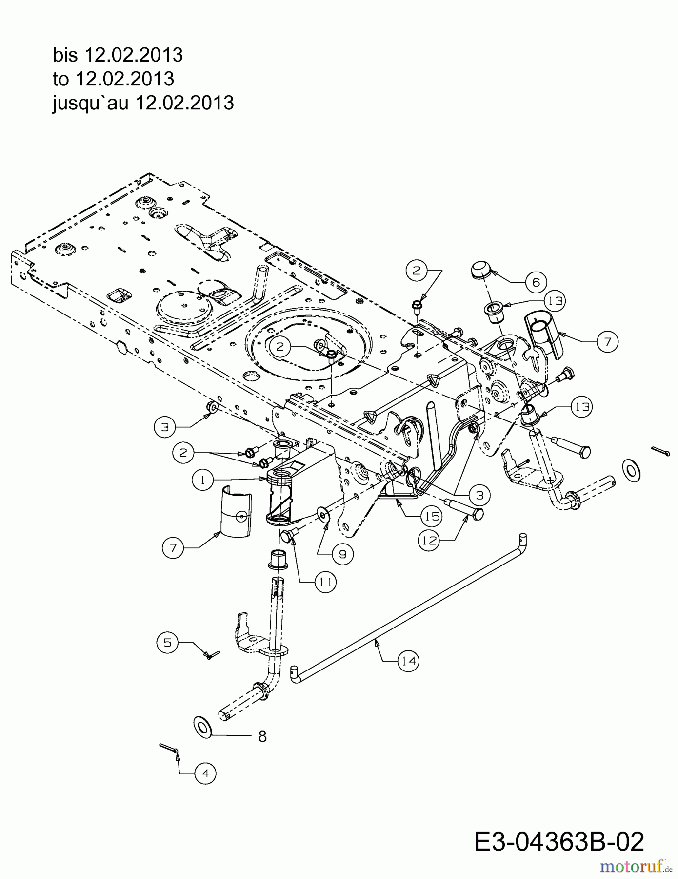  MTD Lawn tractors LE 160/92 H 13AT71KE676  (2013) Front axle to 12.02.2013