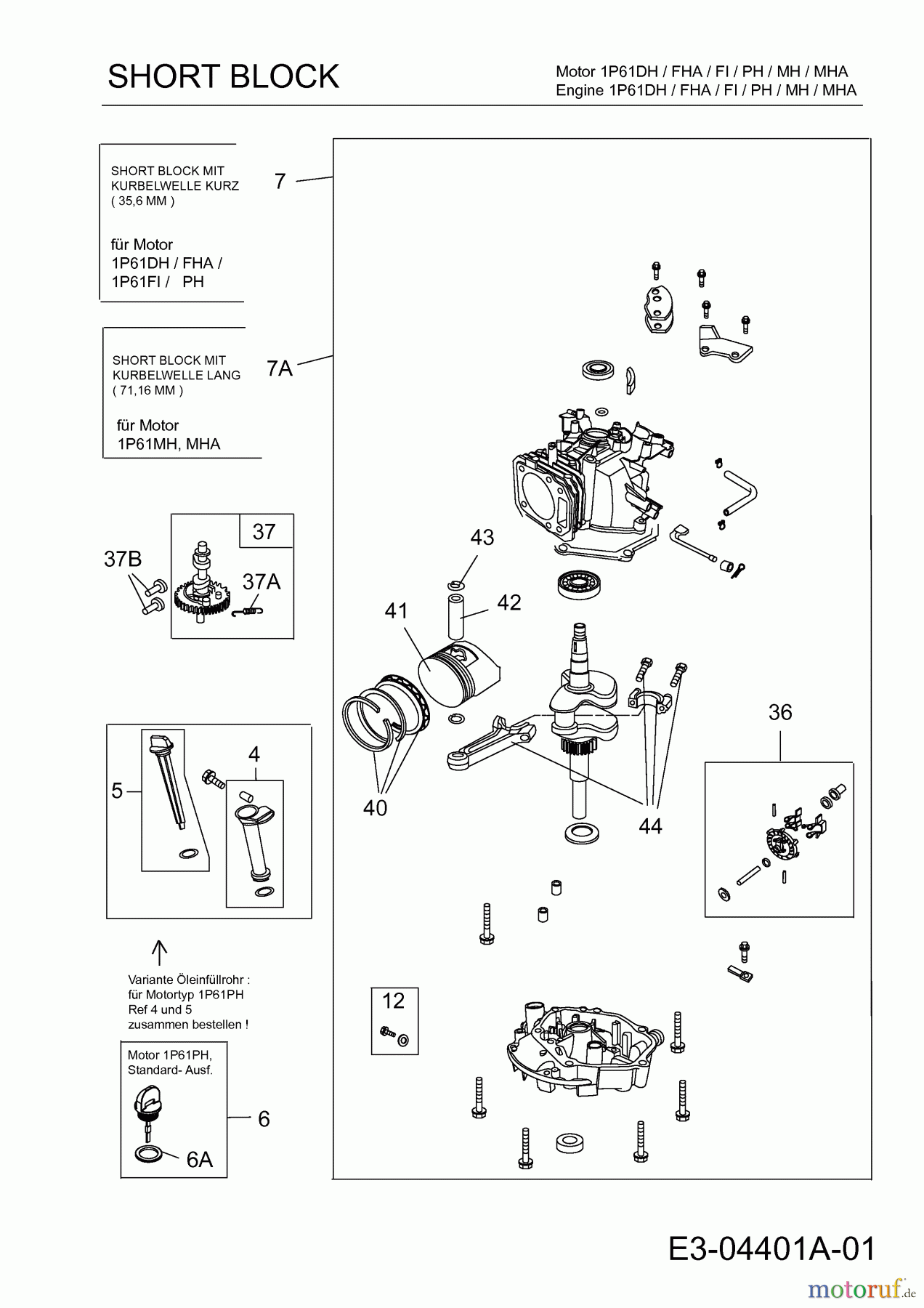  MTD-Engines MTD vertical 1 P 61 MH 752Z1P61MH  (2007) Short block