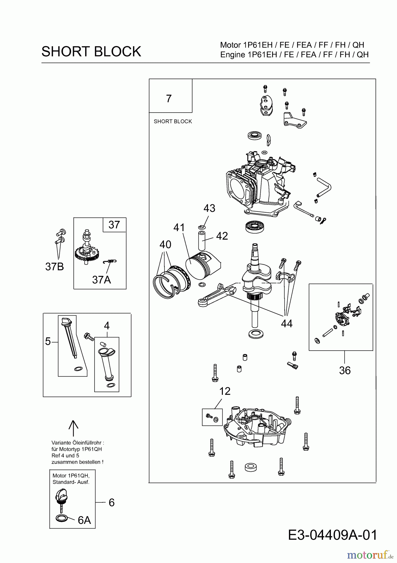  MTD-Engines Vertical 1P61FH 752Z1P61FH  (2007) Short block