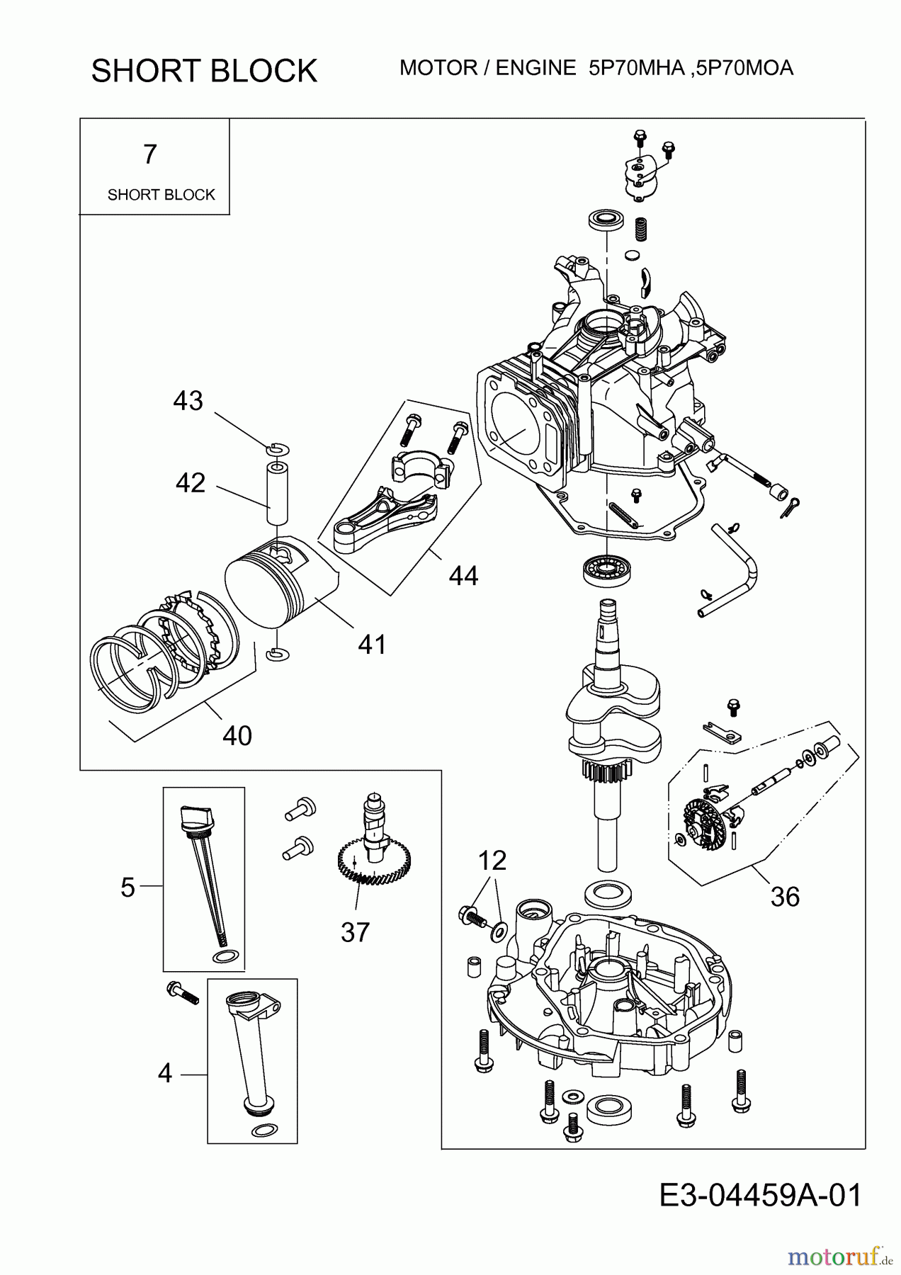 MTD-Engines Vertical 5P70MHA 752Z5P70MHA (2009) Short block