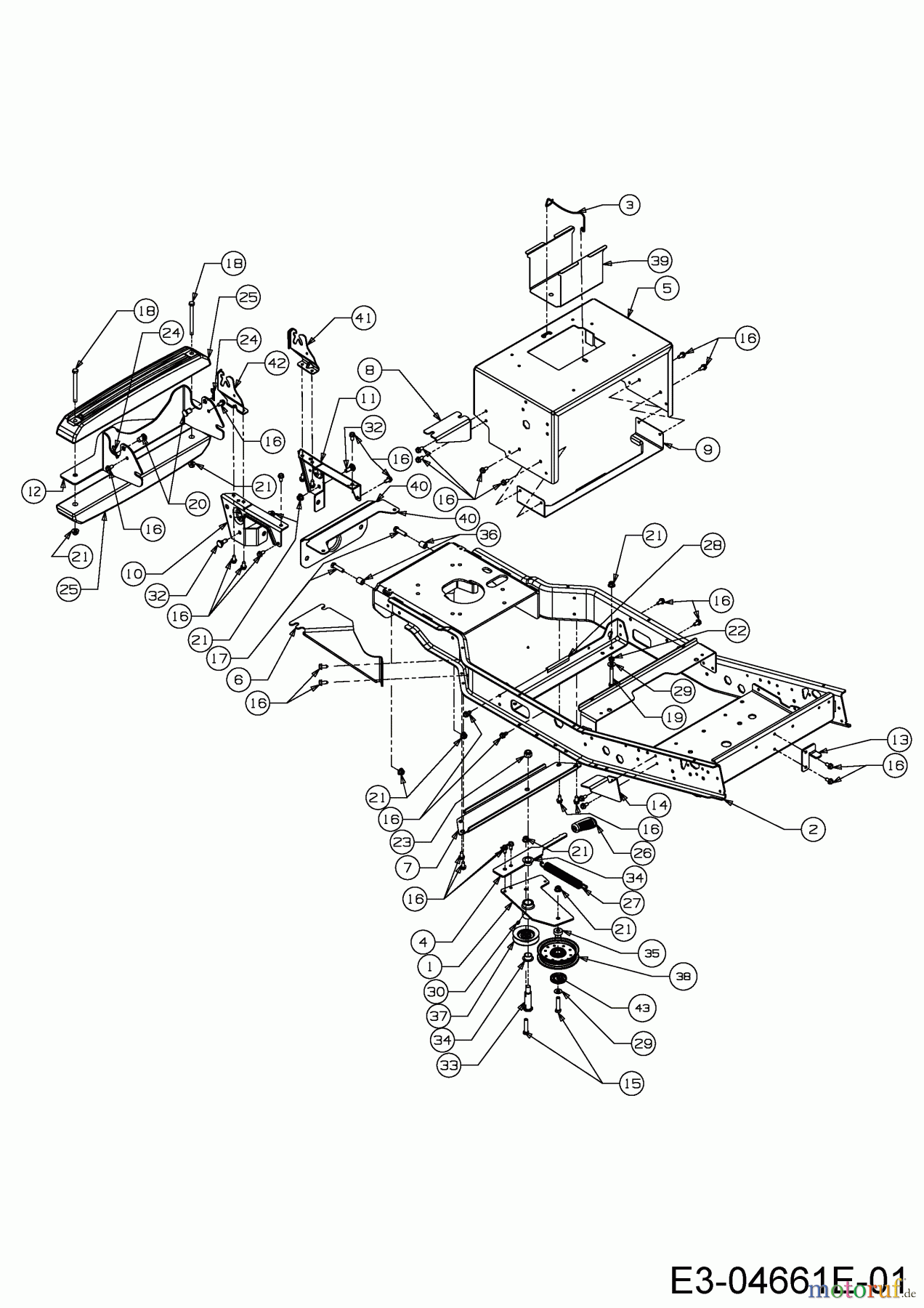 Massey Ferguson Zero Turn MF 48-22 FMZ 17BI4BFY695 (2014) Frame, Tension pulley drive system