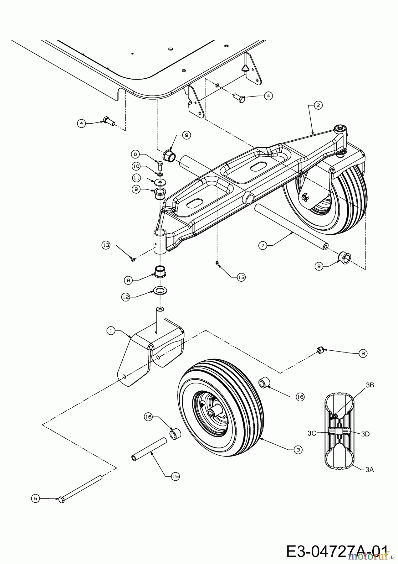 Troy-Bilt Zero Turn Mustang RZT 50 17AF2ACP011 (2013) Wheels, Pivot bar