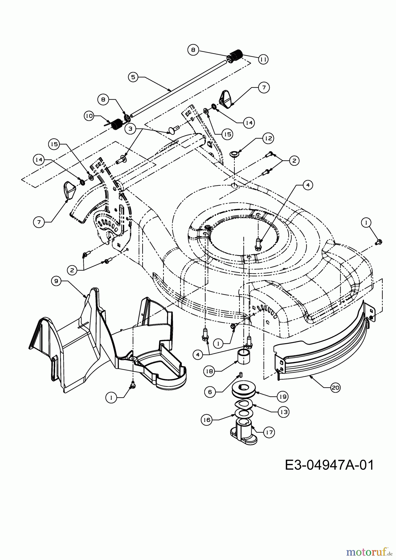 MTD Petrol mower self propelled 46 SPHM-HQ 12D-J2AQ616 (2009) Front baffle, Rear baffle, Blade adapter