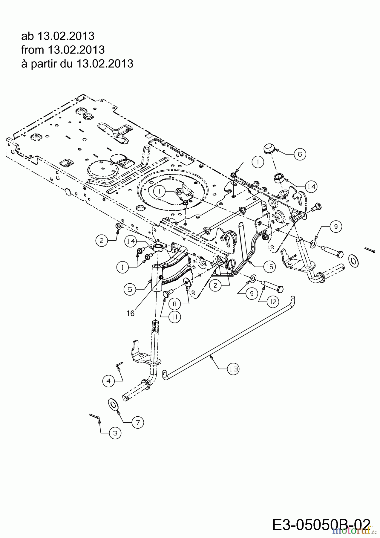  Cub Cadet Lawn tractors CC 715 HE 13AD71DE603  (2013) Front axle from 13.02.2013